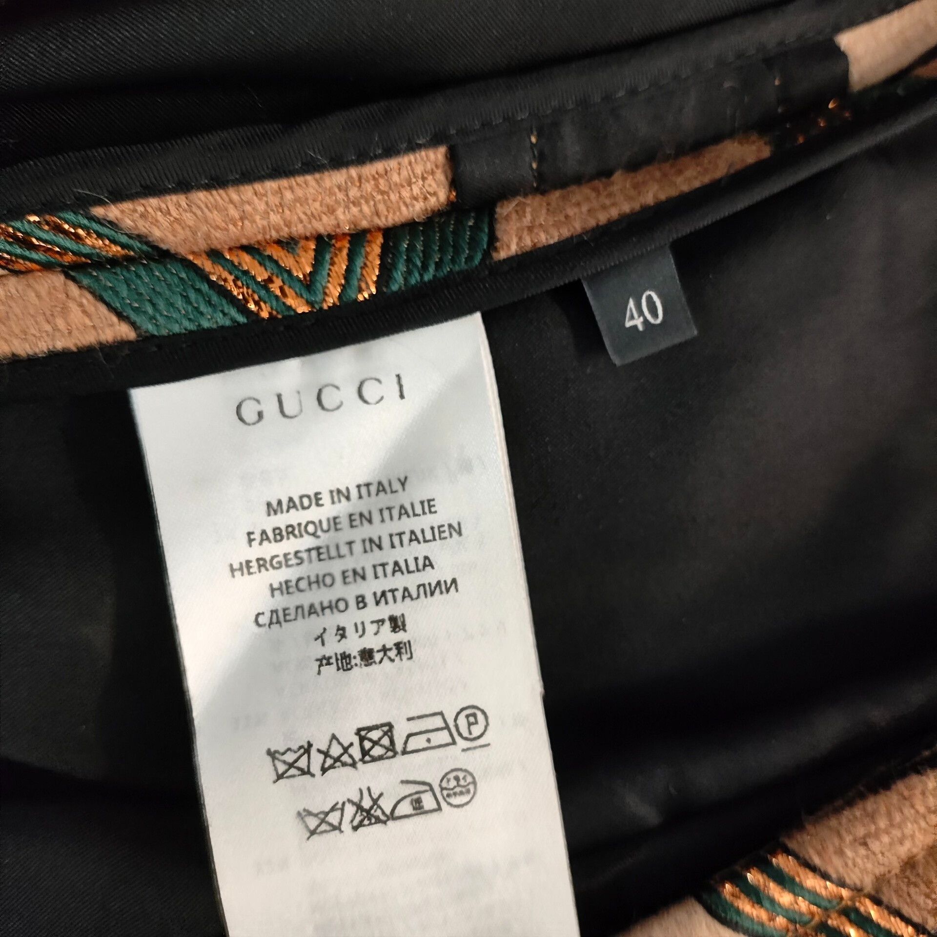Gucci Gucci Brown Green Diamond Pattern Coat Size US XXS / EU 40 - 5 Thumbnail