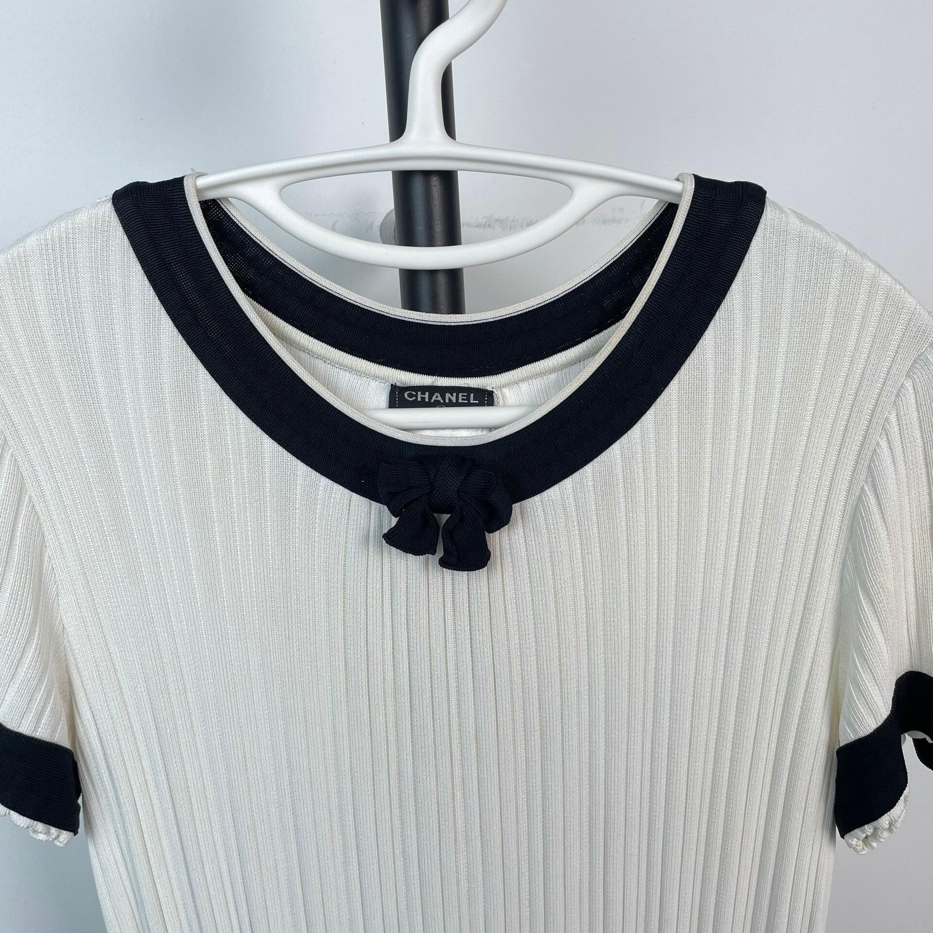 Chanel Chanel Black White Bow Pleated Dress Size XS / US 0-2 / IT 36-38 - 9 Thumbnail