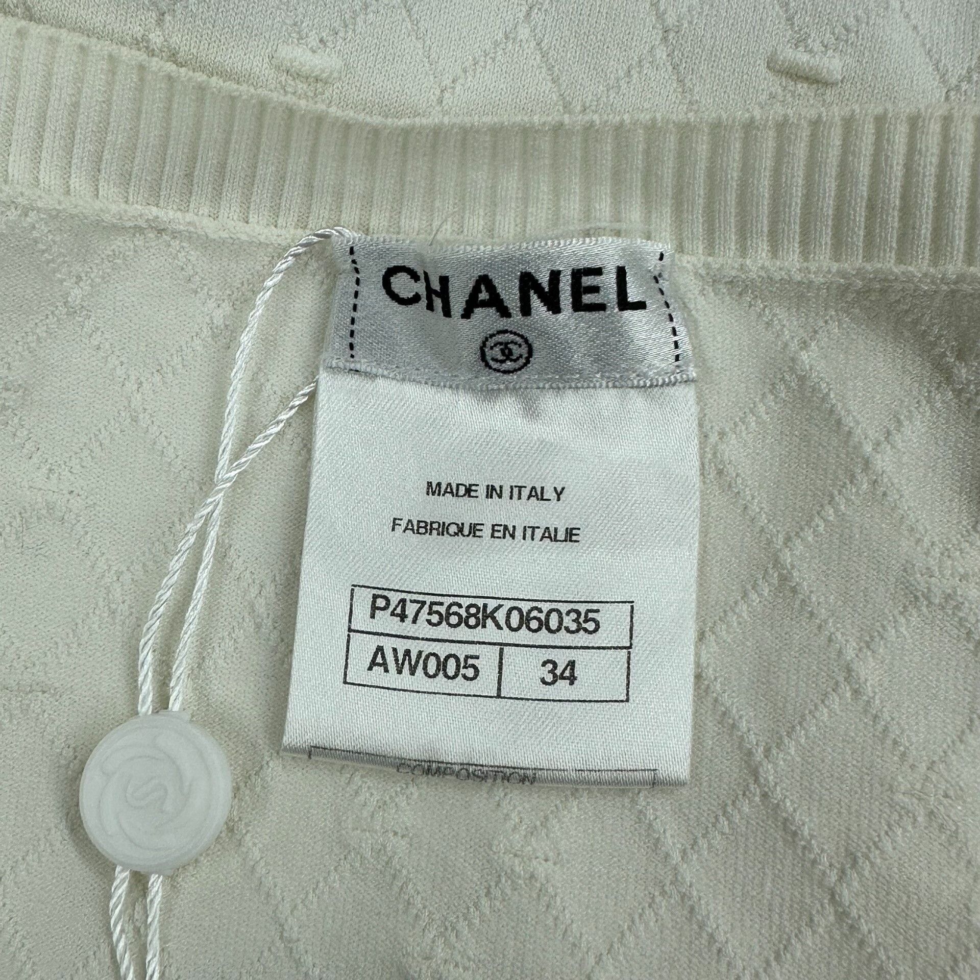 Chanel Chanel White Square Neck Jacquard Top 34 Size XXS / US 00 / IT 34 - 4 Thumbnail