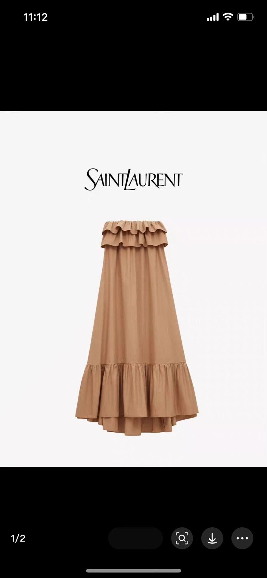 Yves Saint Laurent YSL Beige Ruffle Strapless Cotton Dress Size XS / US 0-2 / IT 36-38 - 3 Thumbnail