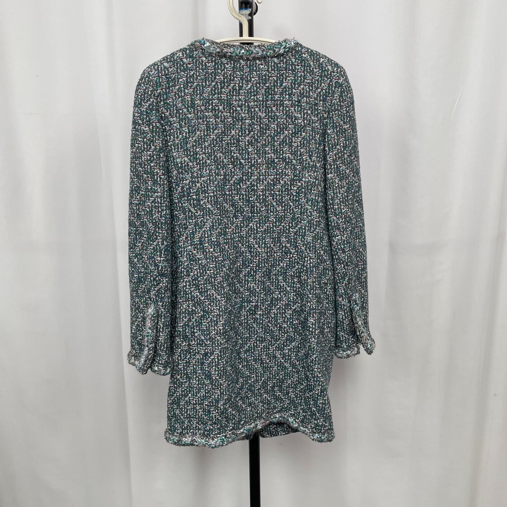 Chanel Chanel Blue-Green Tweed Long Coat Size XS / US 0-2 / IT 36-38 - 2 Thumbnail
