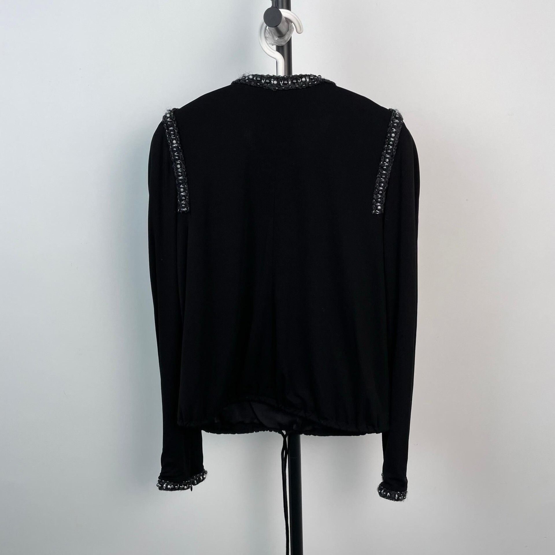 Chanel Chanel Black Silver Trim Silk Shirt Coat Size S / US 4 / IT 40 - 2 Thumbnail