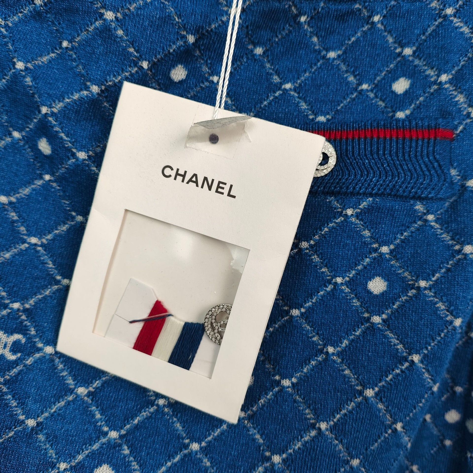 Chanel Chanel Blue CC Quilted Polka Dot Skirt Size 38" / US 16 / IT 52 - 3 Thumbnail