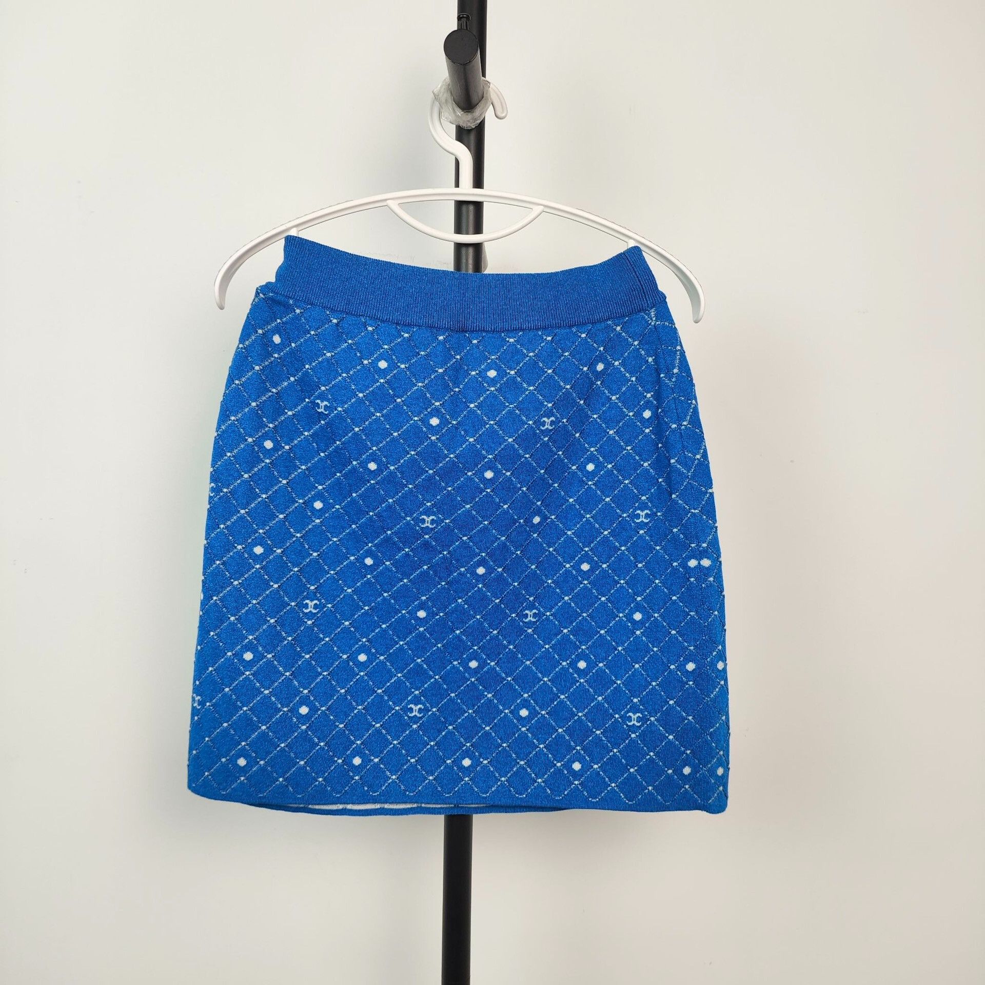 Chanel Chanel Blue CC Quilted Polka Dot Skirt Size 38" / US 16 / IT 52 - 2 Thumbnail
