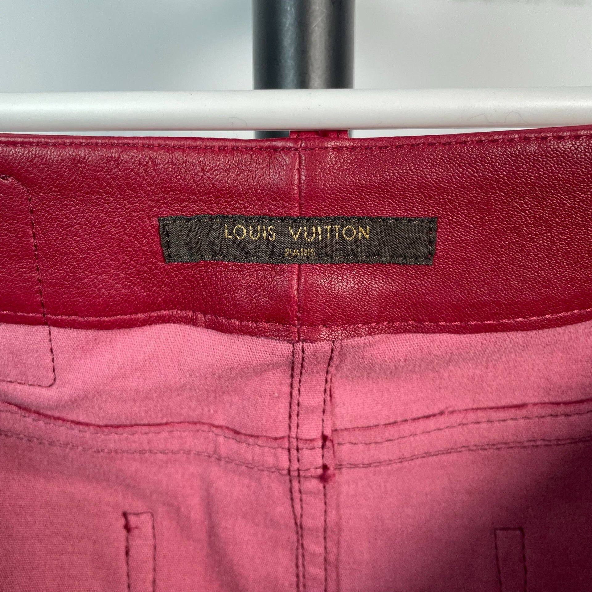 Louis Vuitton Louis Vuitton Red Long Gold Zip Leather Pants Size 34" / US 12 / IT 48 - 6 Thumbnail
