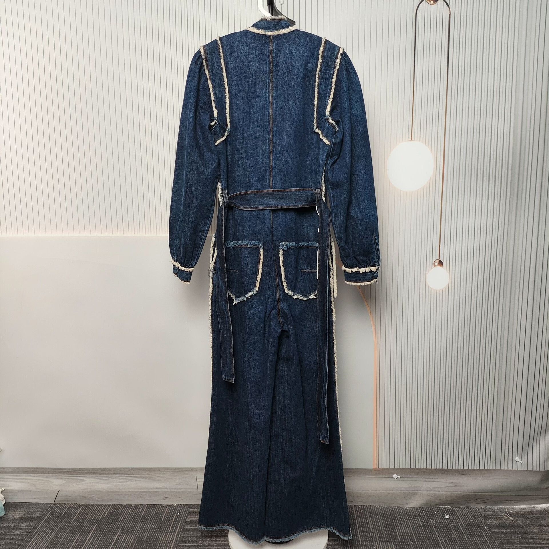 Dior Dior Blue Long Sleeve Retro Fringe Denim Jumpsuit Size 34" / US 12 / IT 48 - 2 Thumbnail