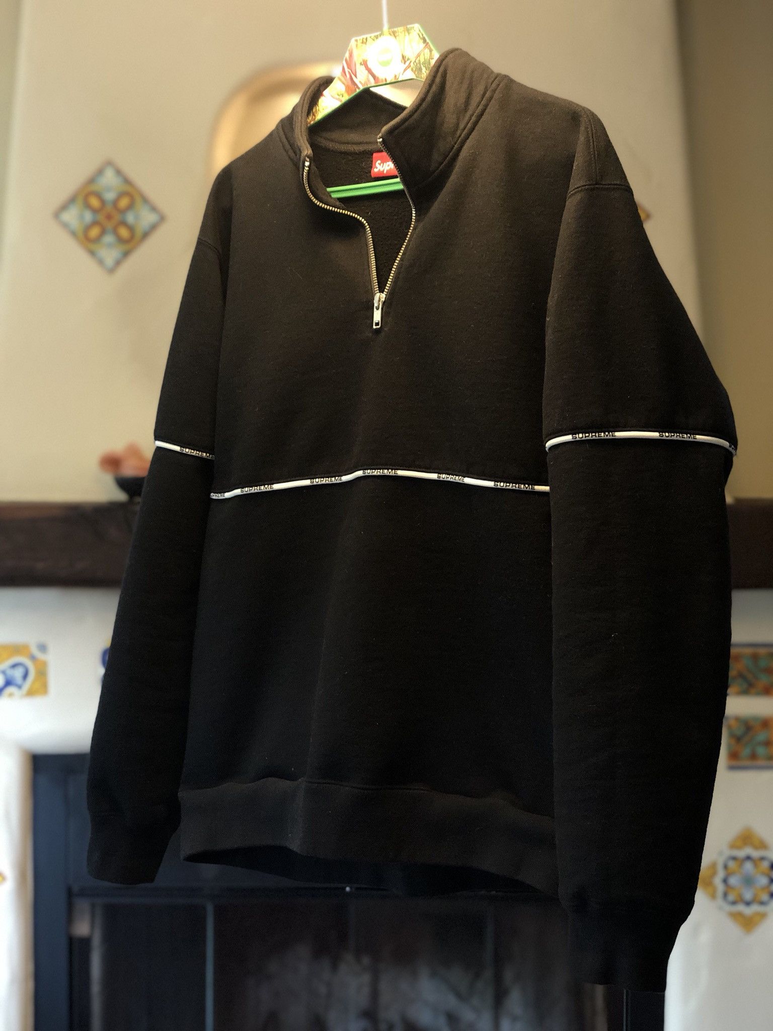 Supreme Supreme Logo Piping Half Zip Sweater | Grailed