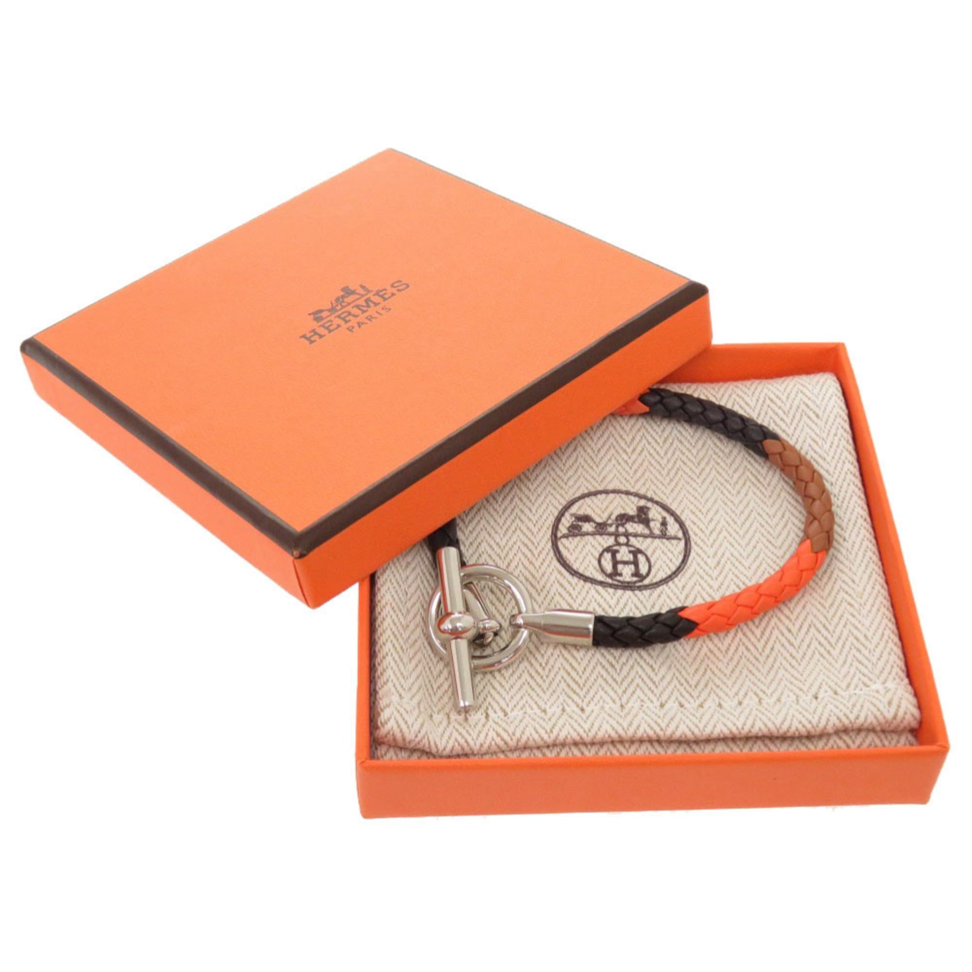Hermes Hermes Like new Hermès Grennan leather bracelet in orange, brown, black, and silver hardware. 0991 Size ONE SIZE - 2 Thumbnail