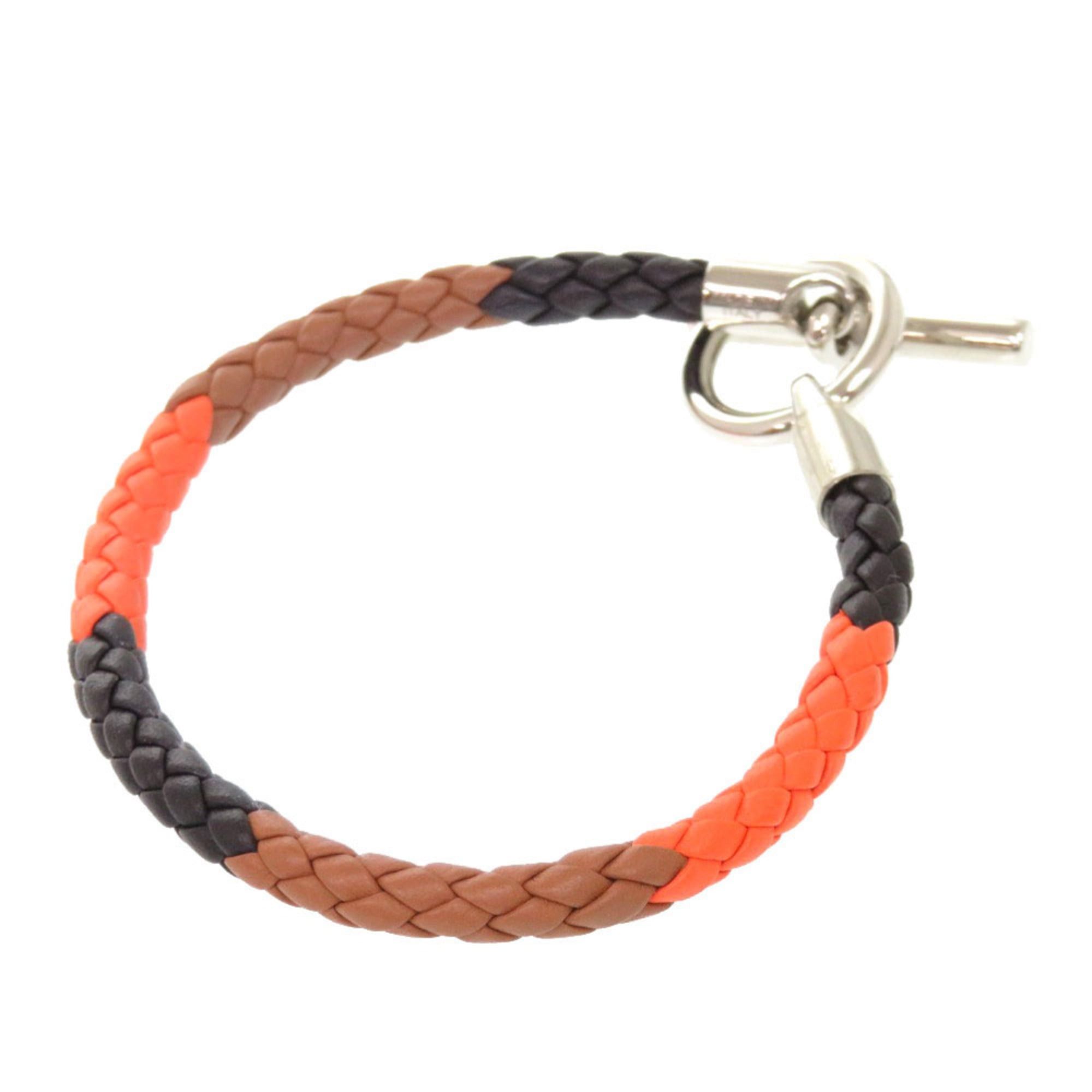 Hermes Hermes Like new Hermès Grennan leather bracelet in orange, brown, black, and silver hardware. 0991 Size ONE SIZE - 3 Thumbnail