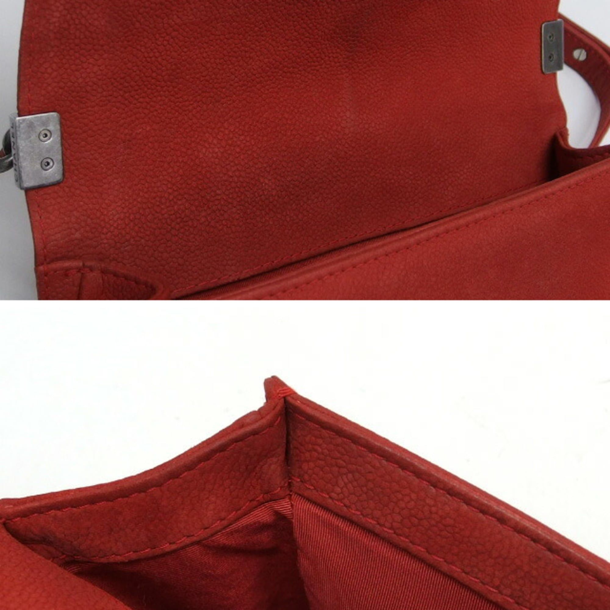 Chanel Chanel Boy 25 Chain Shoulder Bag Red Size ONE SIZE - 9 Thumbnail