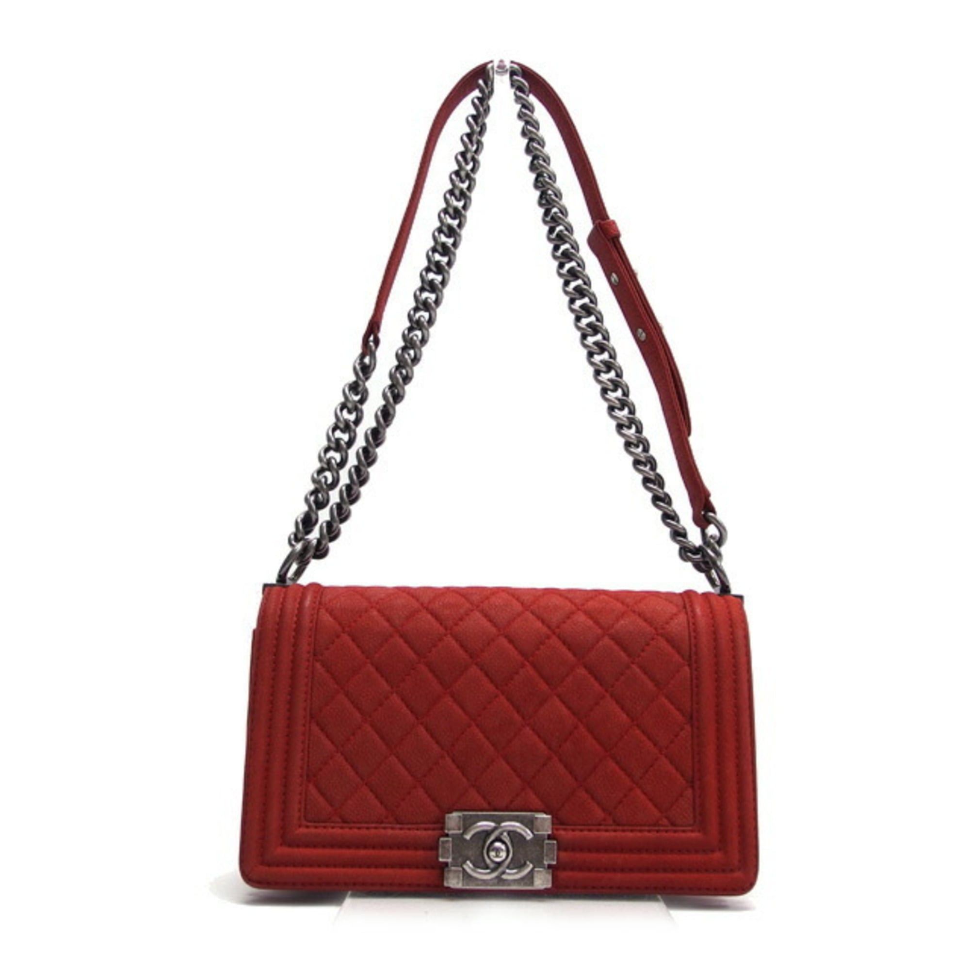 Chanel Chanel Boy 25 Chain Shoulder Bag Red Size ONE SIZE - 2 Thumbnail