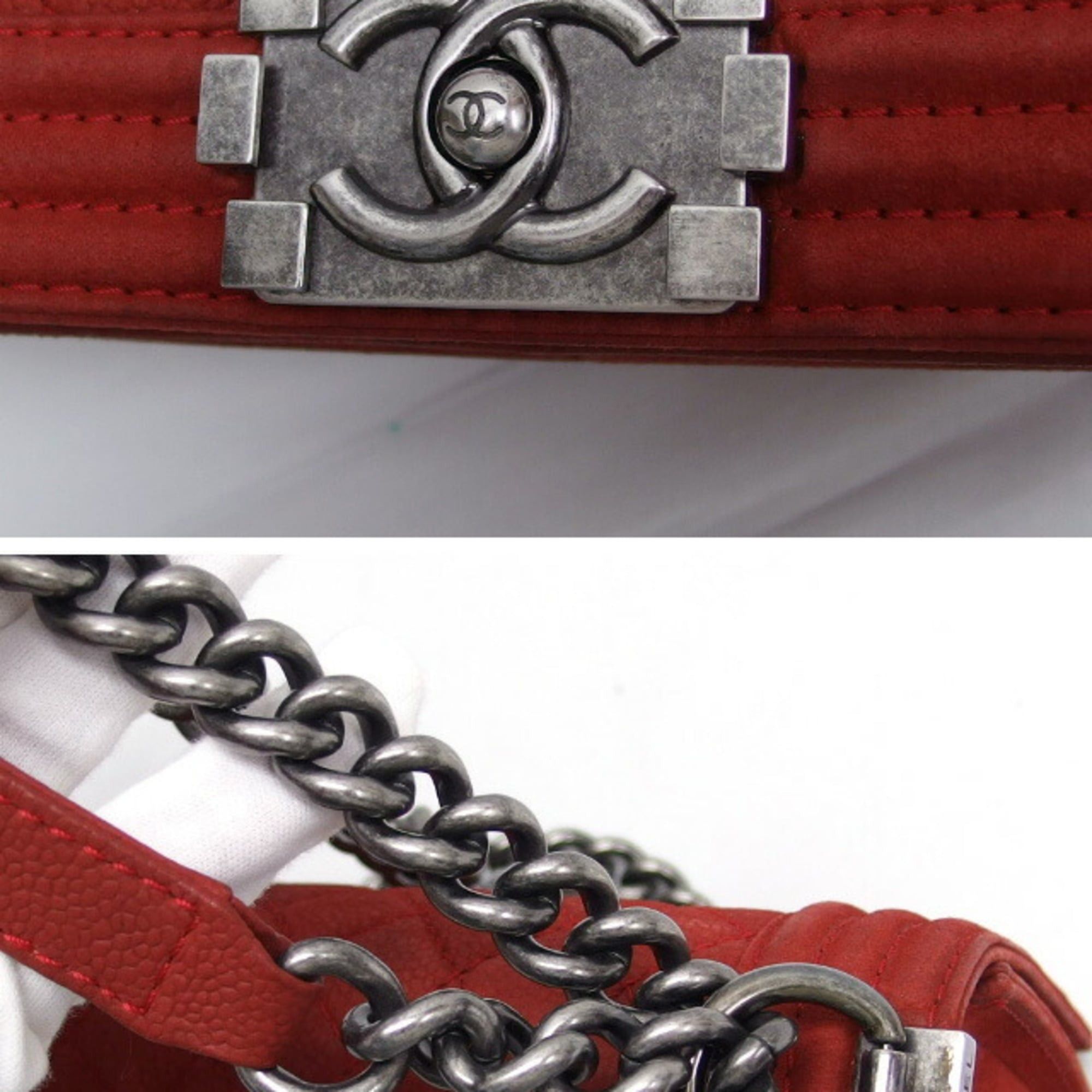 Chanel Chanel Boy 25 Chain Shoulder Bag Red Size ONE SIZE - 11 Thumbnail