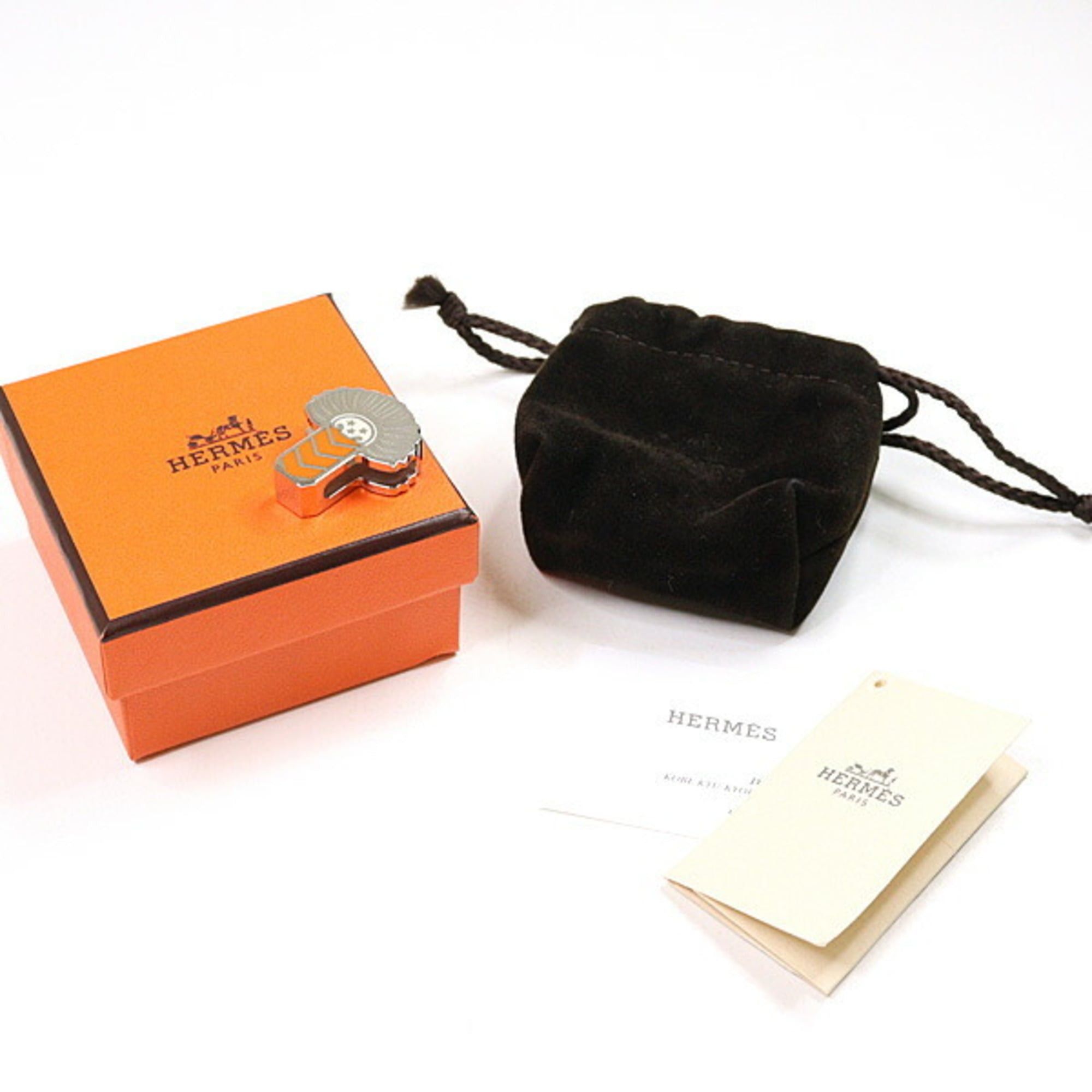 Hermes HERMES Scarf Ring Epaulette Metal Twilly Gaviroche Epaulet Silver/Orange/White Size ONE SIZE - 5 Thumbnail