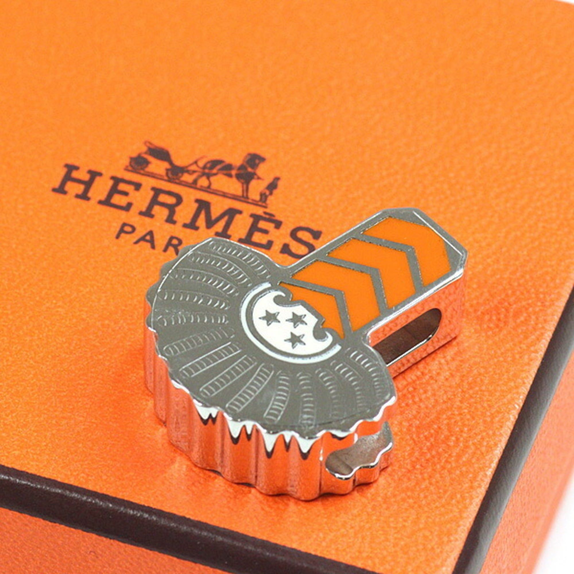 Hermes HERMES Scarf Ring Epaulette Metal Twilly Gaviroche Epaulet Silver/Orange/White Size ONE SIZE - 6 Thumbnail
