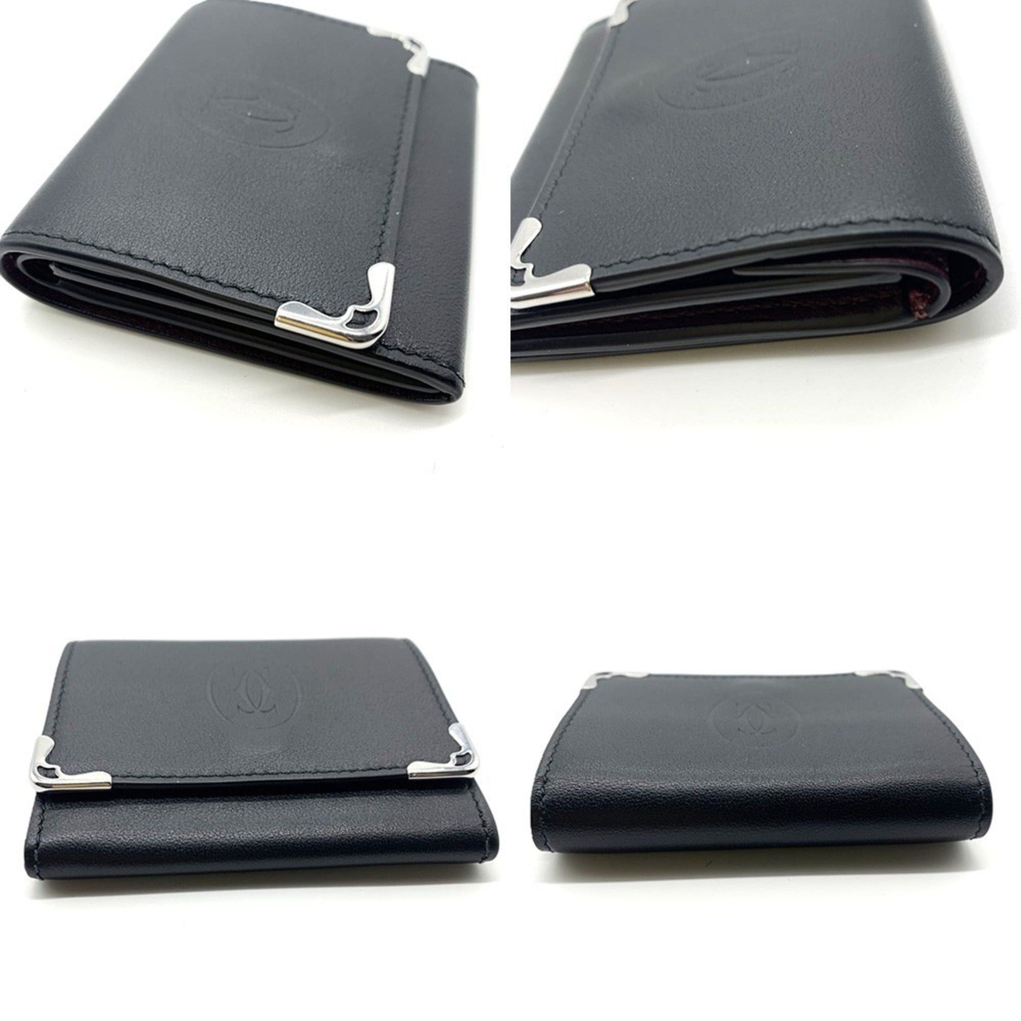 Cartier Cartier Square Coin Purse Must de Case L3001372 Calf Leather Black/Bordeaux/Silver Size ONE SIZE - 3 Thumbnail