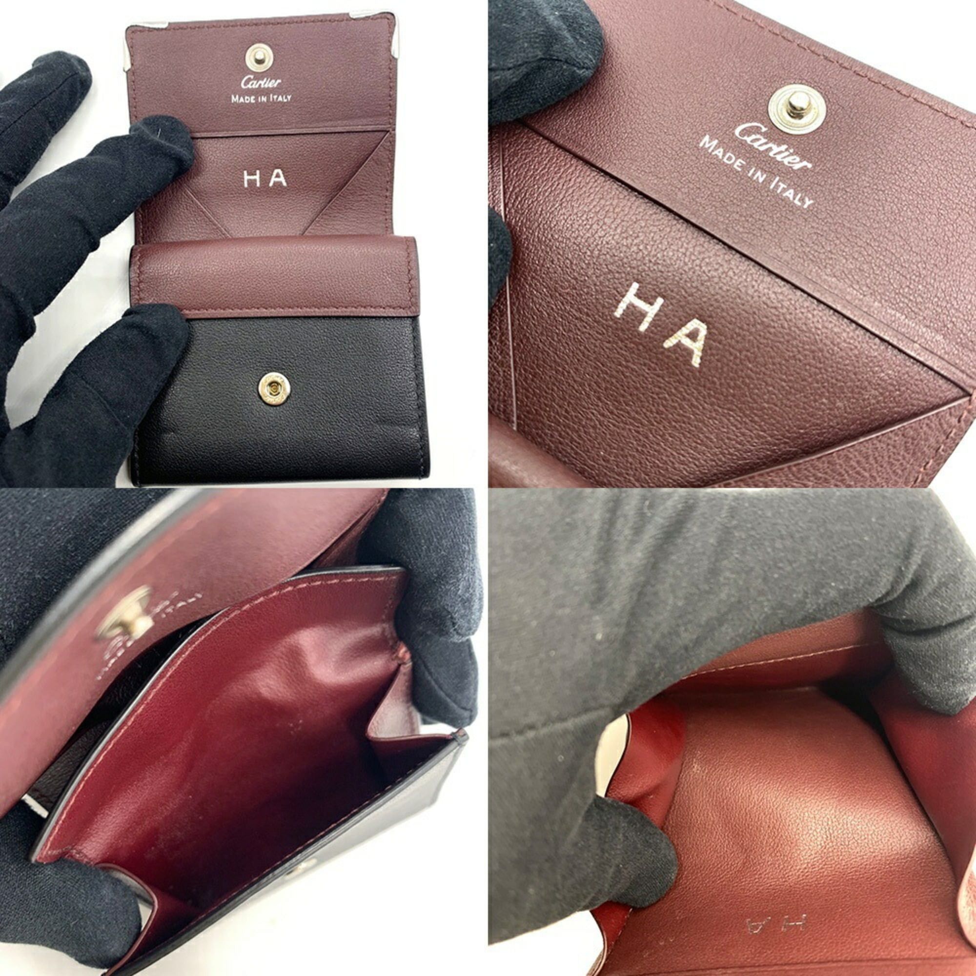 Cartier Cartier Square Coin Purse Must de Case L3001372 Calf Leather Black/Bordeaux/Silver Size ONE SIZE - 4 Thumbnail