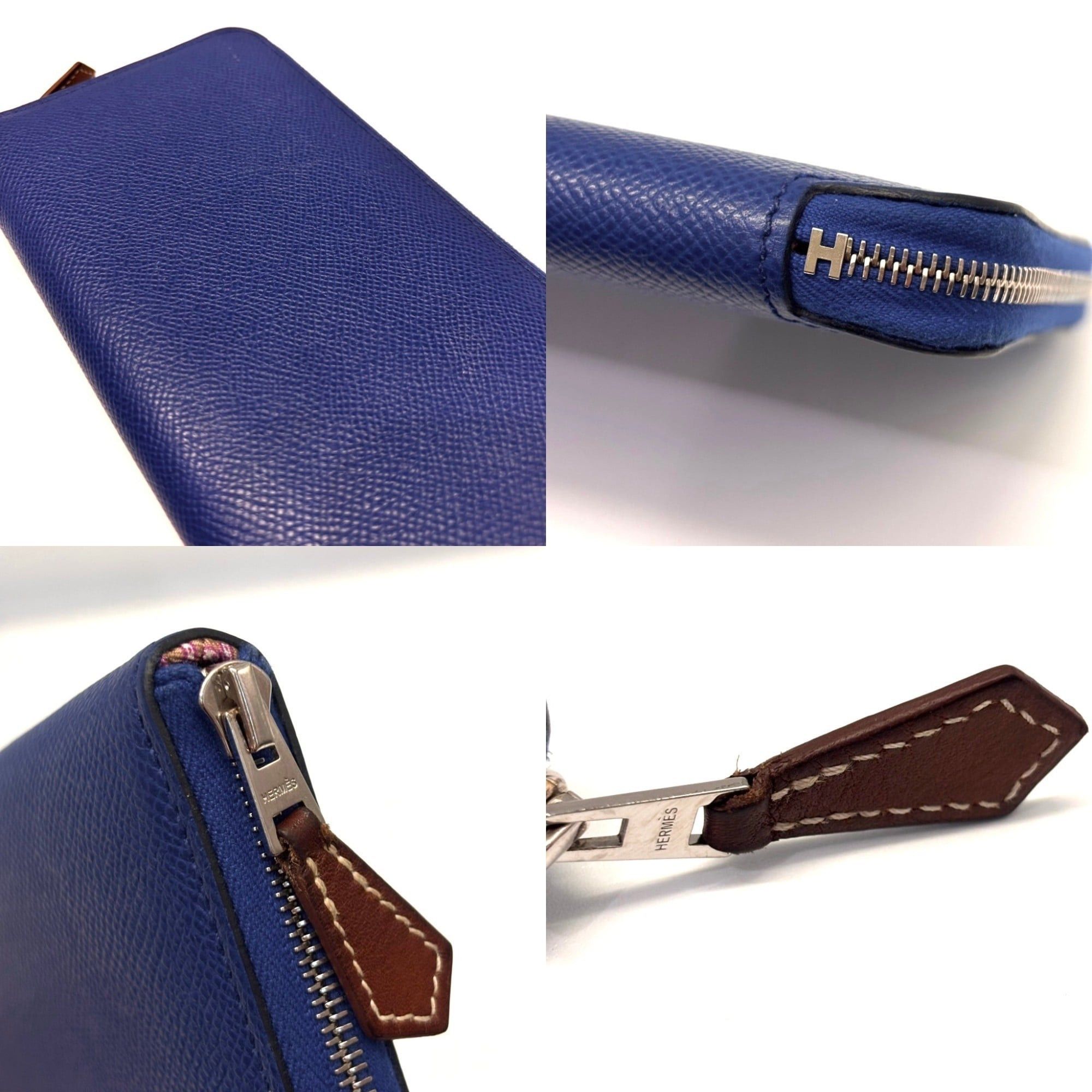 Hermes Hermes Hermès Azap Long Silk-In Epsom Leather Round Zip Wallet in Blue Size ONE SIZE - 4 Thumbnail