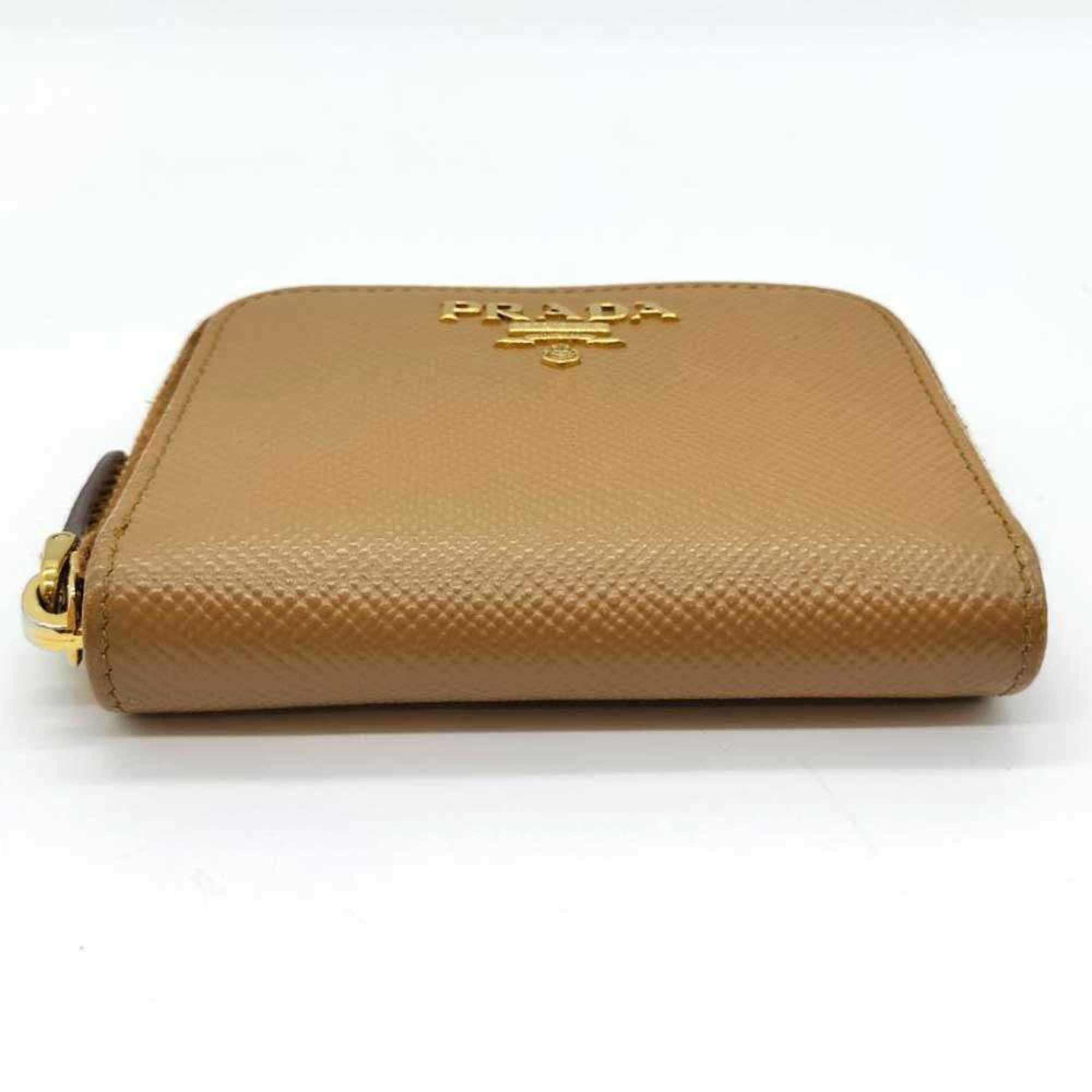 Prada Prada coin case, round, camel and brown Saffiano leather, 1MM268 PRADA Size ONE SIZE - 3 Thumbnail