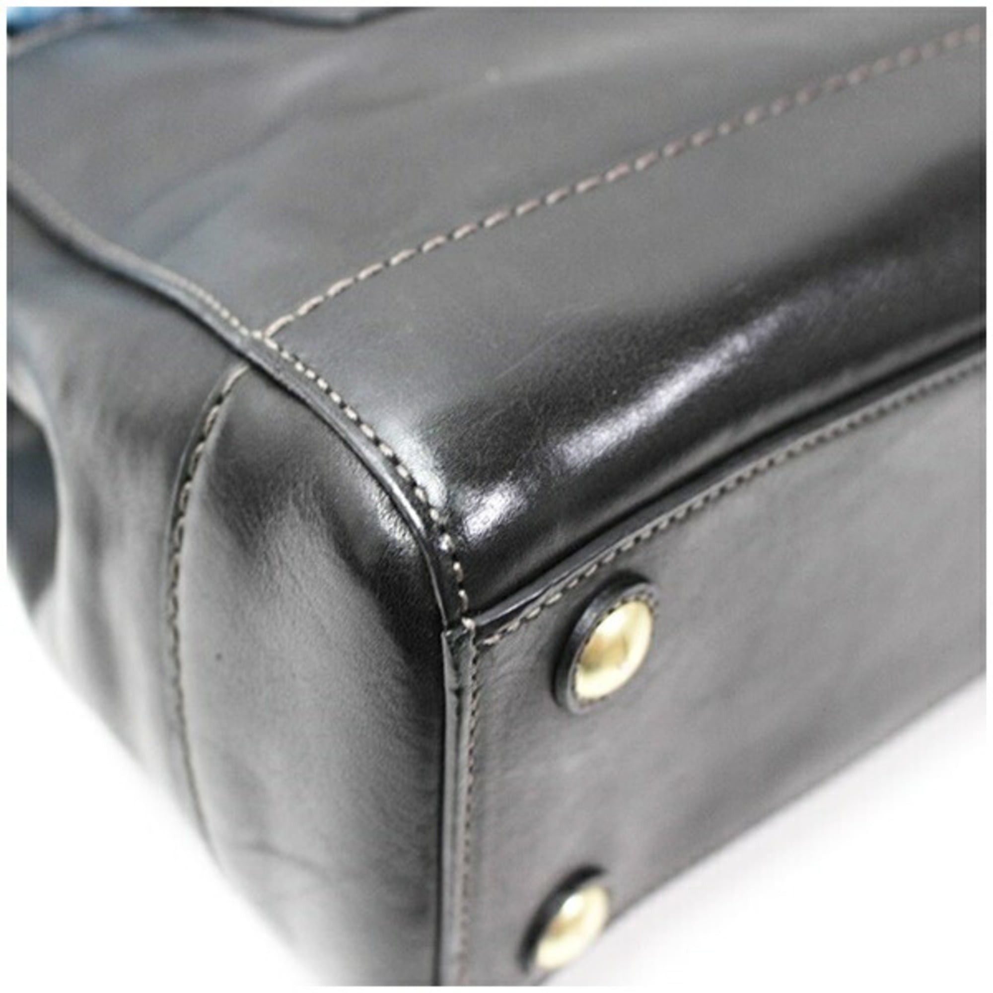 Coach Coach Tote Bag, Black Leather, 11553, for COACH, with Scarf Size ONE SIZE - 7 Thumbnail