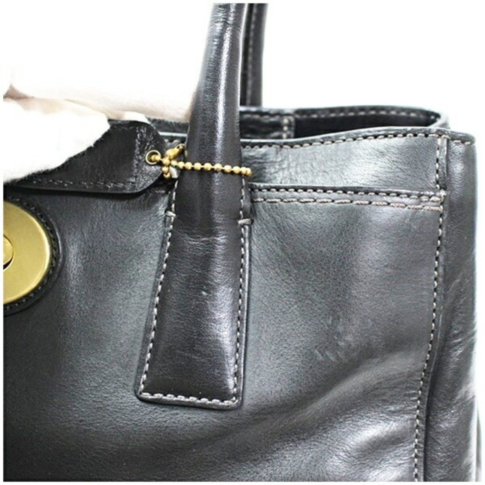 Coach Coach Tote Bag, Black Leather, 11553, for COACH, with Scarf Size ONE SIZE - 8 Thumbnail