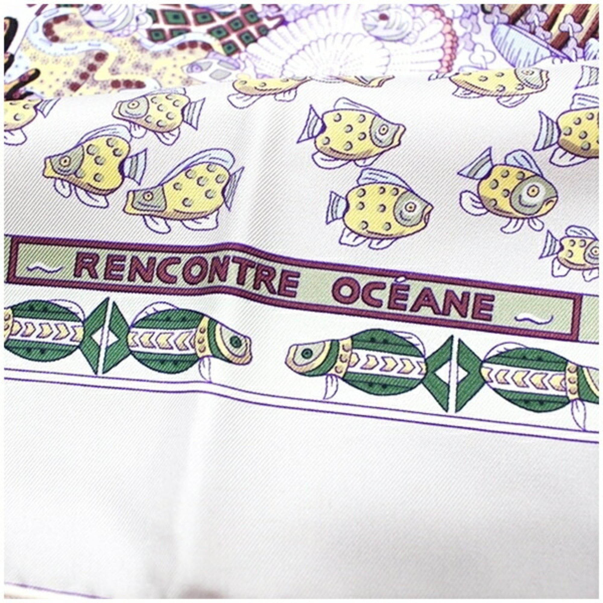Hermes Hermes scarf muffler Carre 90 unused RENCONTE OCEANE Meeting of the Atlantic HERMES ladies Size ONE SIZE - 6 Thumbnail