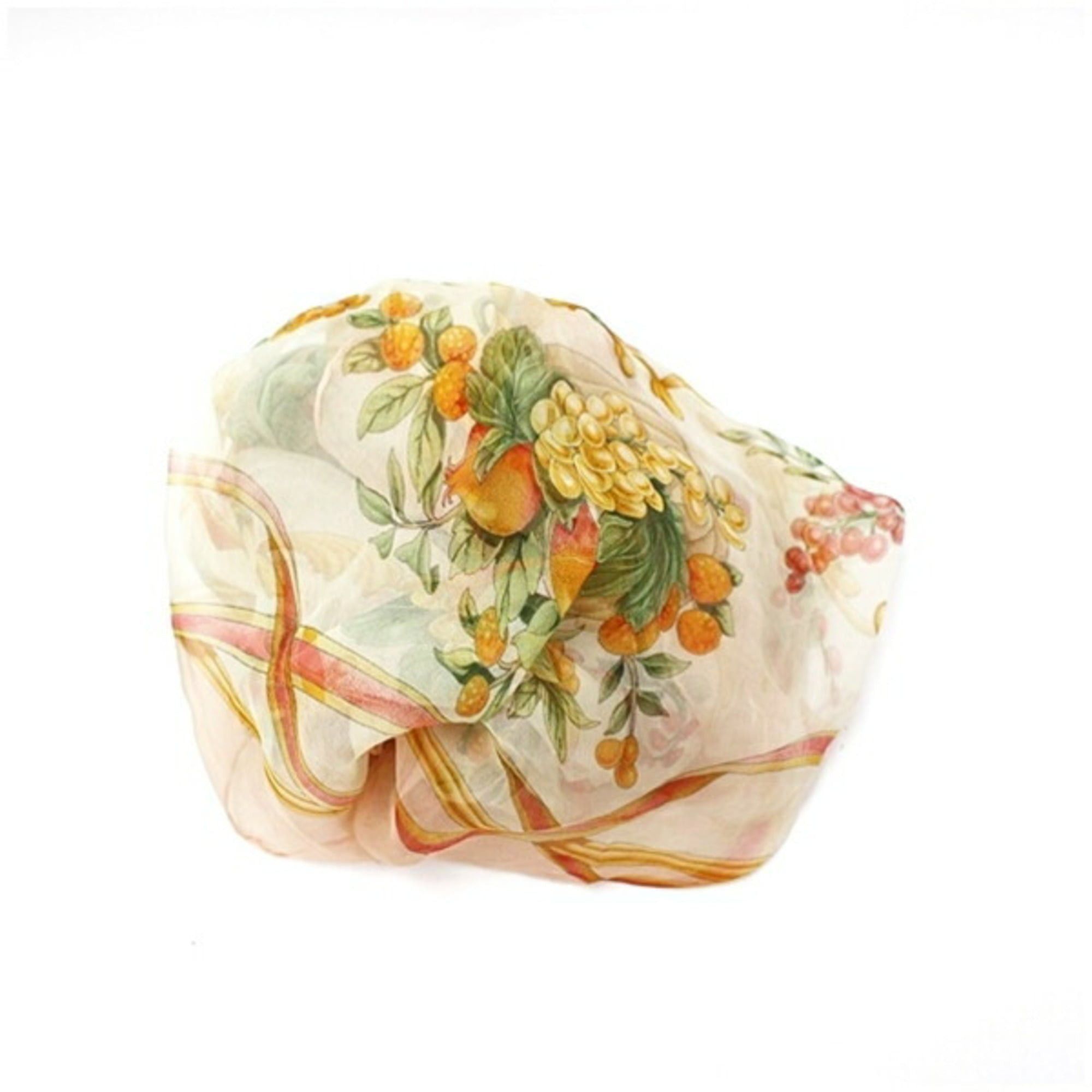 Salvatore Ferragamo Salvatore Ferragamo Women's Silk Scarf/Muffler in Pink and White with Bird Plant Prints Size ONE SIZE - 8 Thumbnail