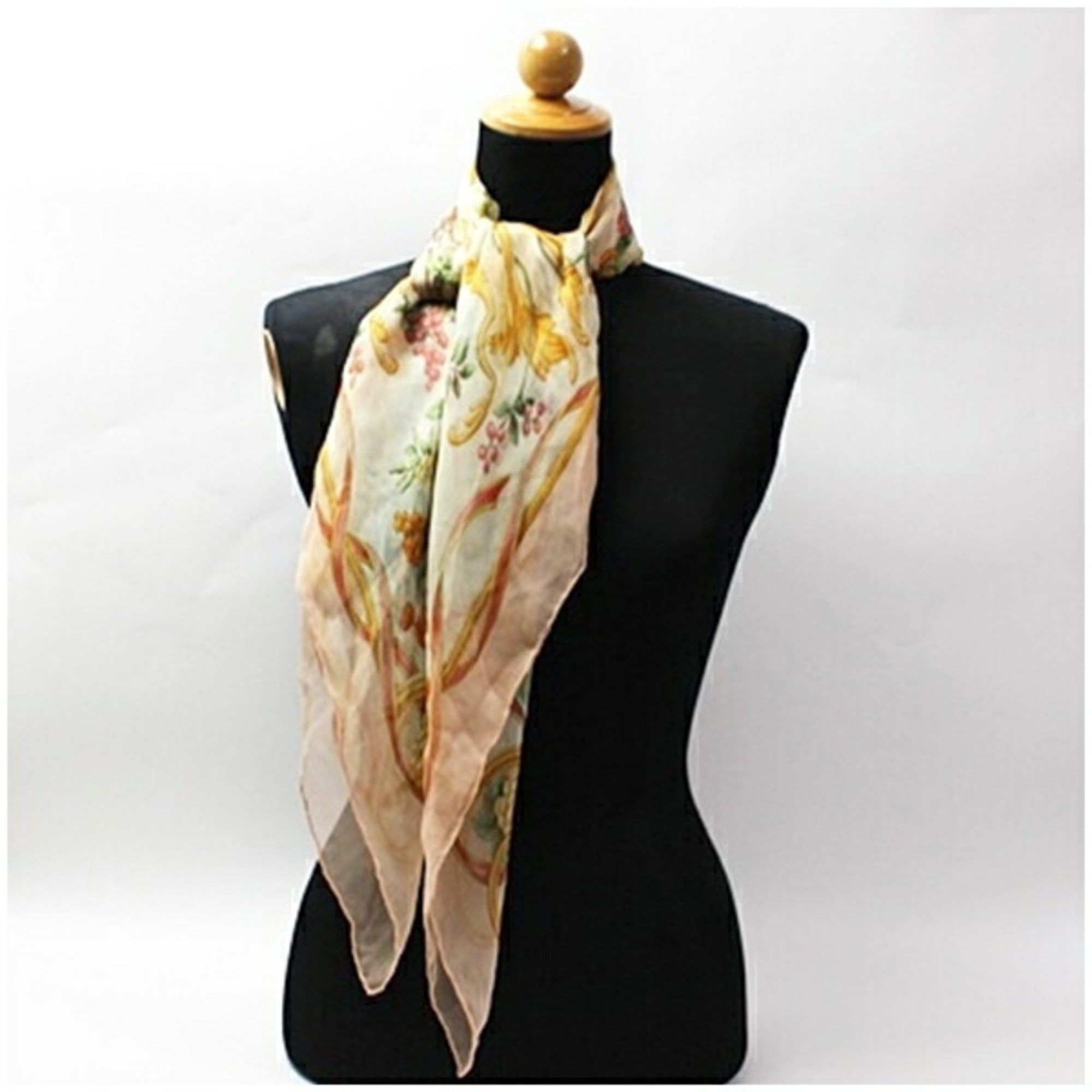 Salvatore Ferragamo Salvatore Ferragamo Women's Silk Scarf/Muffler in Pink and White with Bird Plant Prints Size ONE SIZE - 4 Thumbnail
