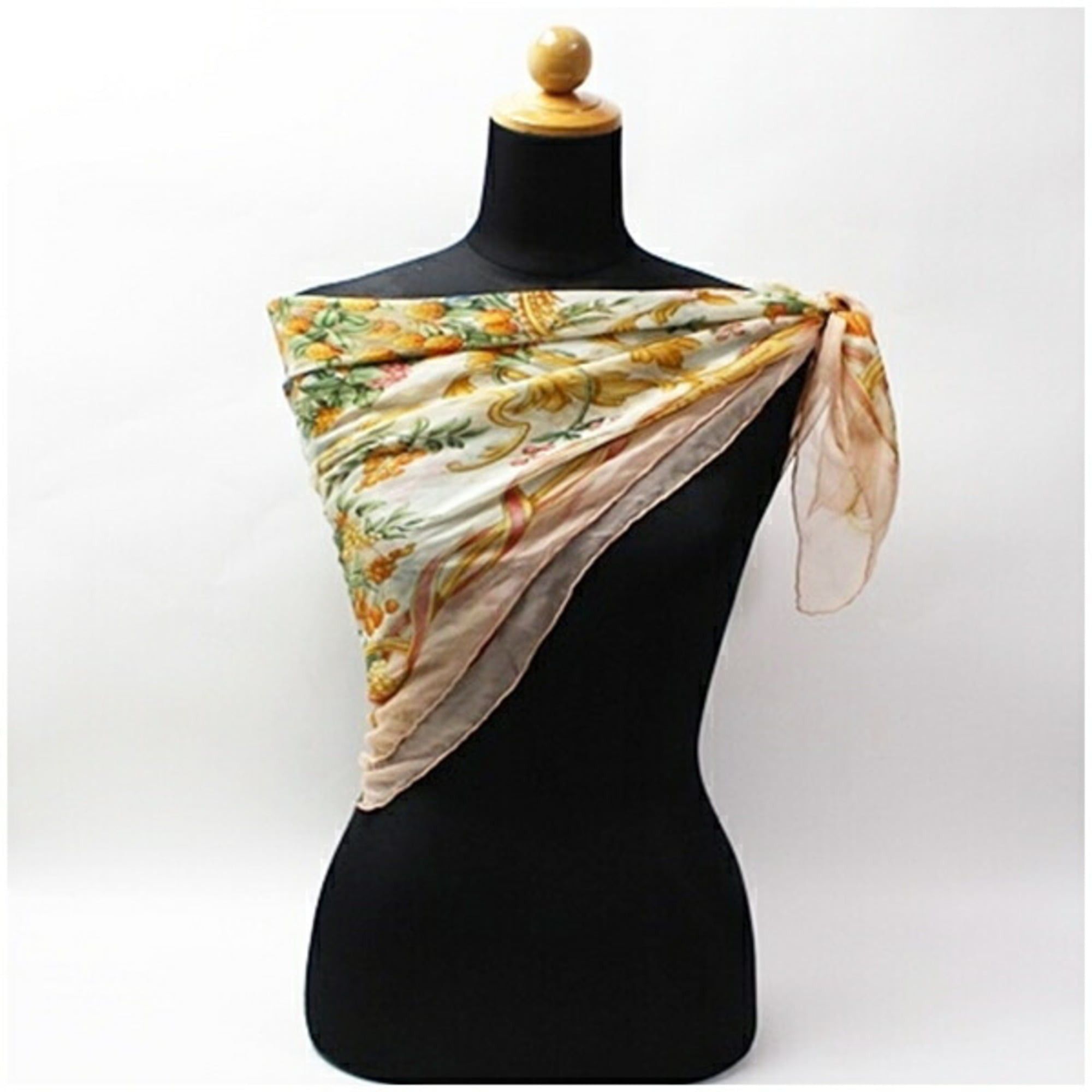 Salvatore Ferragamo Salvatore Ferragamo Women's Silk Scarf/Muffler in Pink and White with Bird Plant Prints Size ONE SIZE - 3 Thumbnail