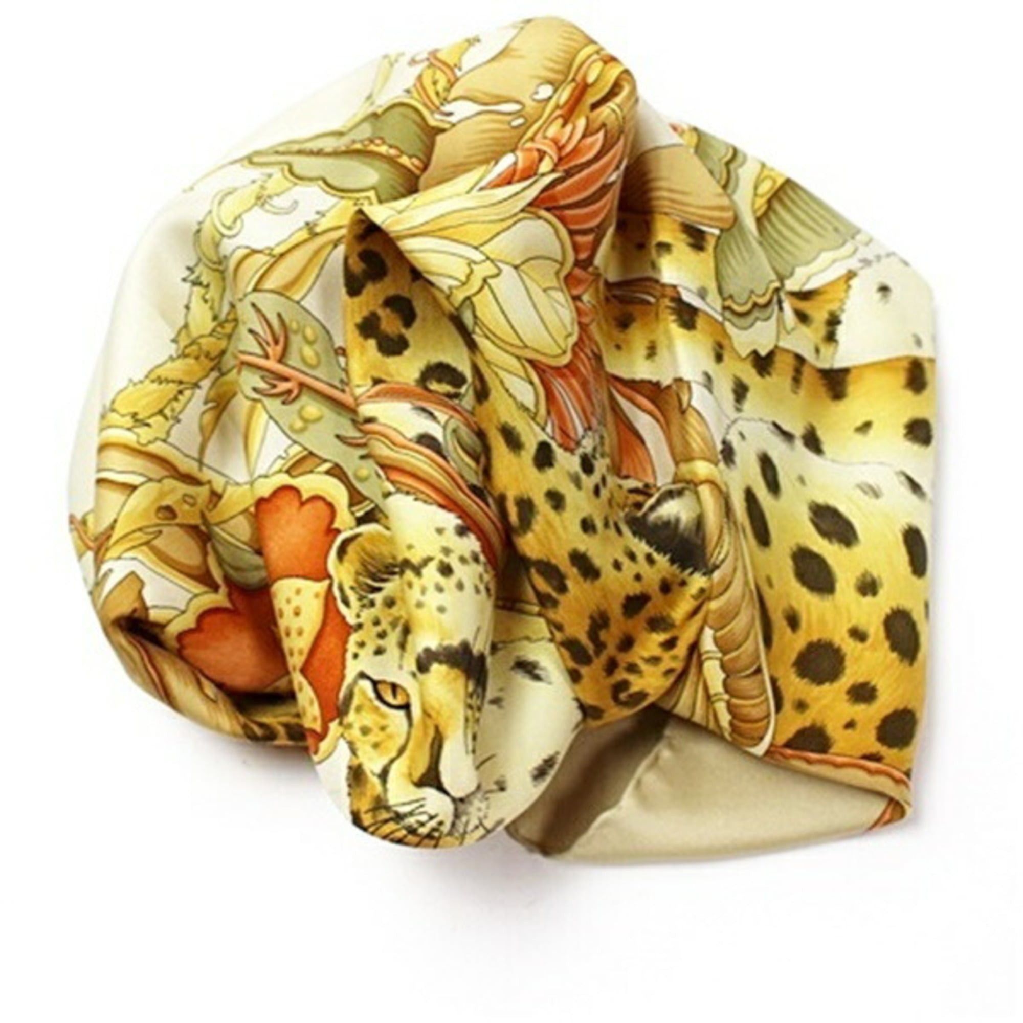 Salvatore Ferragamo Salvatore Ferragamo Women's Scarf/Muffler in Beige and Cream with Animal Print Size ONE SIZE - 7 Thumbnail
