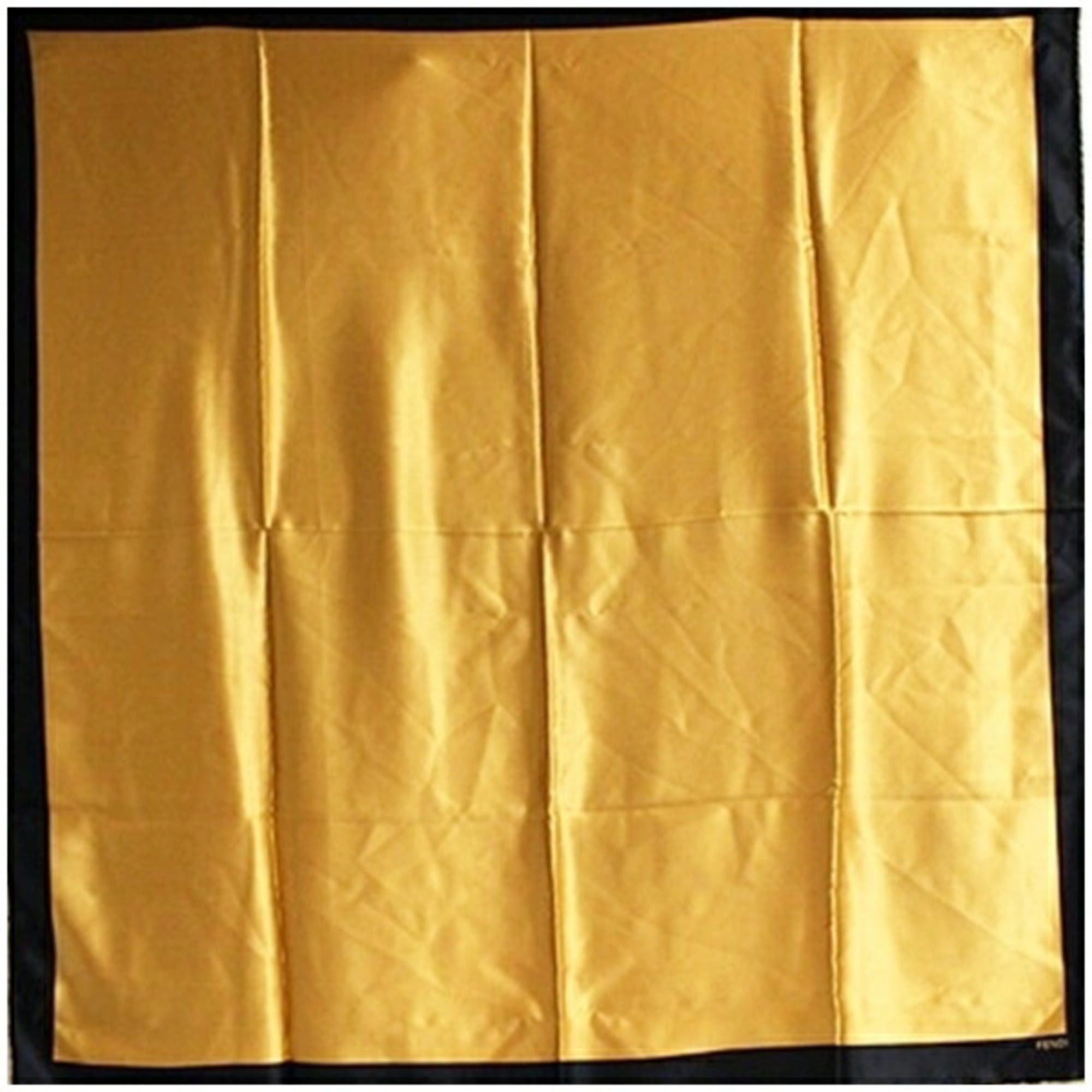Fendi FENDI Silk Scarf Muffler Mustard x Black Women's Size ONE SIZE - 2 Thumbnail