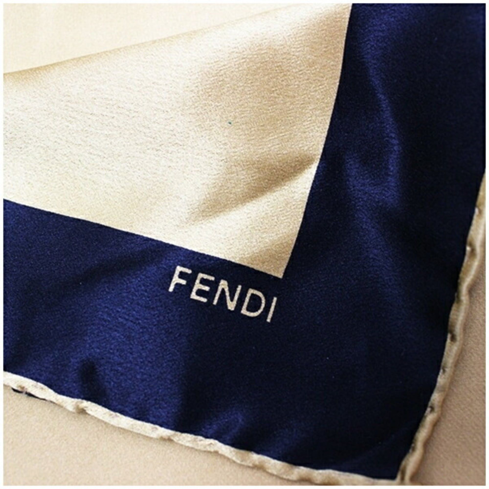 Fendi FENDI Silk Scarf Muffler Mustard x Black Women's Size ONE SIZE - 6 Thumbnail