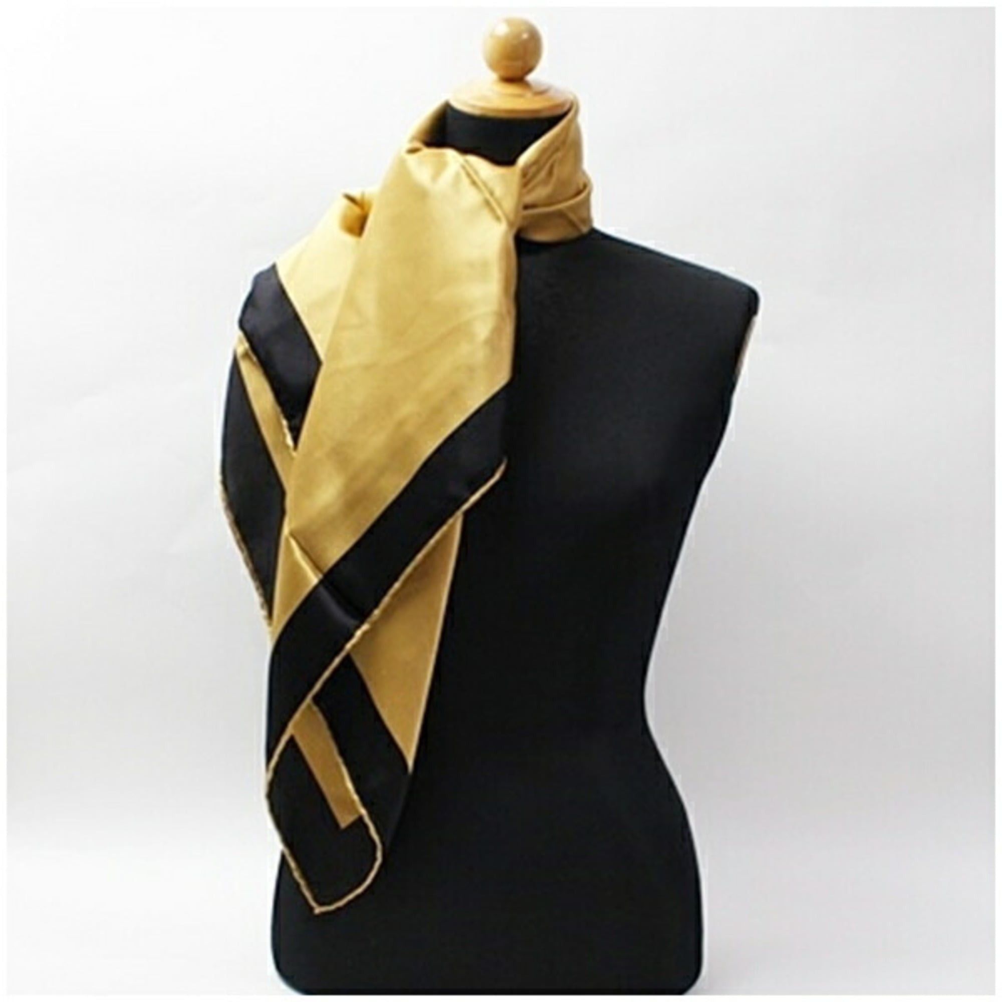 Fendi FENDI Silk Scarf Muffler Mustard x Black Women's Size ONE SIZE - 4 Thumbnail