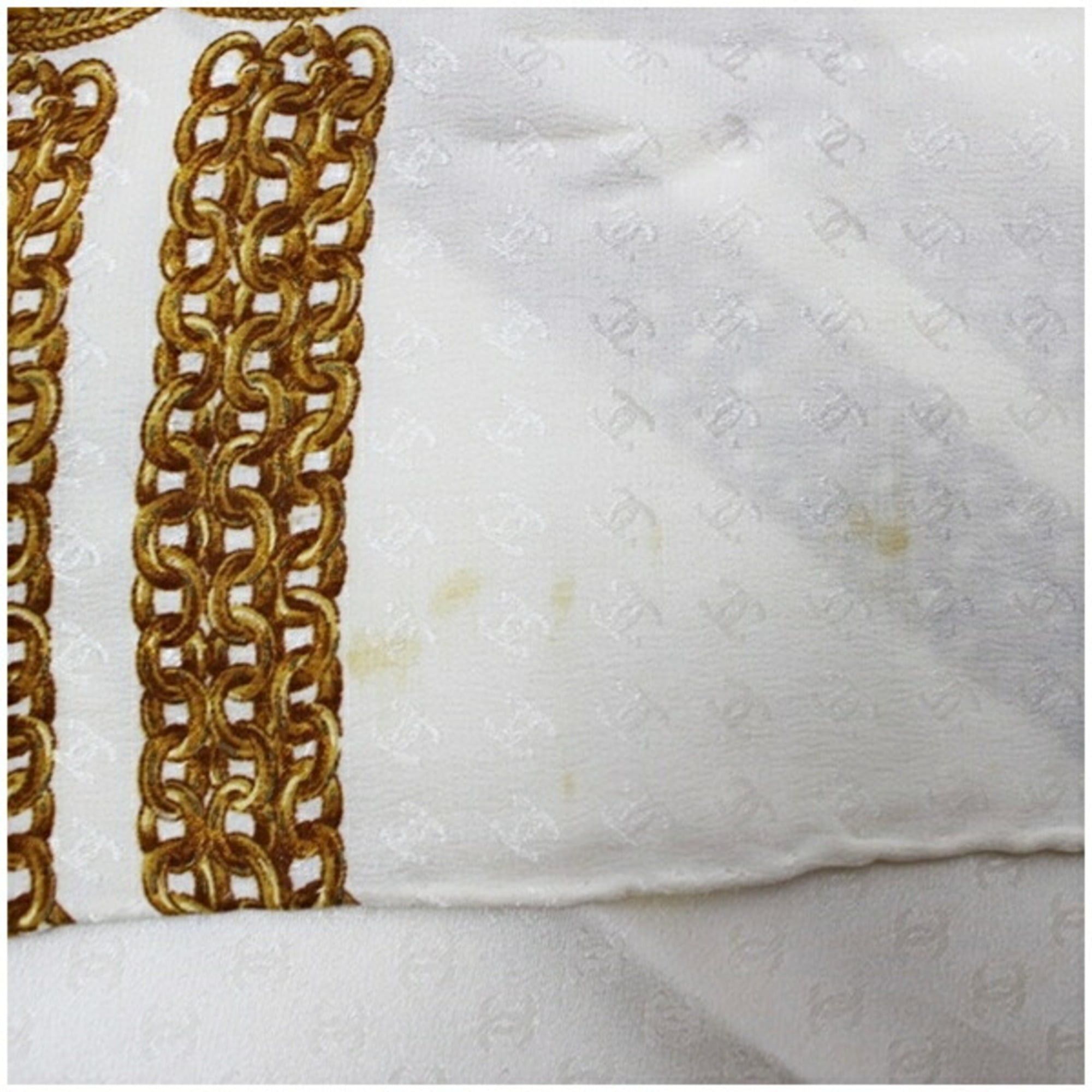 Chanel CHANEL scarf/muffler in white and gold with a chain pattern for women Size ONE SIZE - 5 Thumbnail