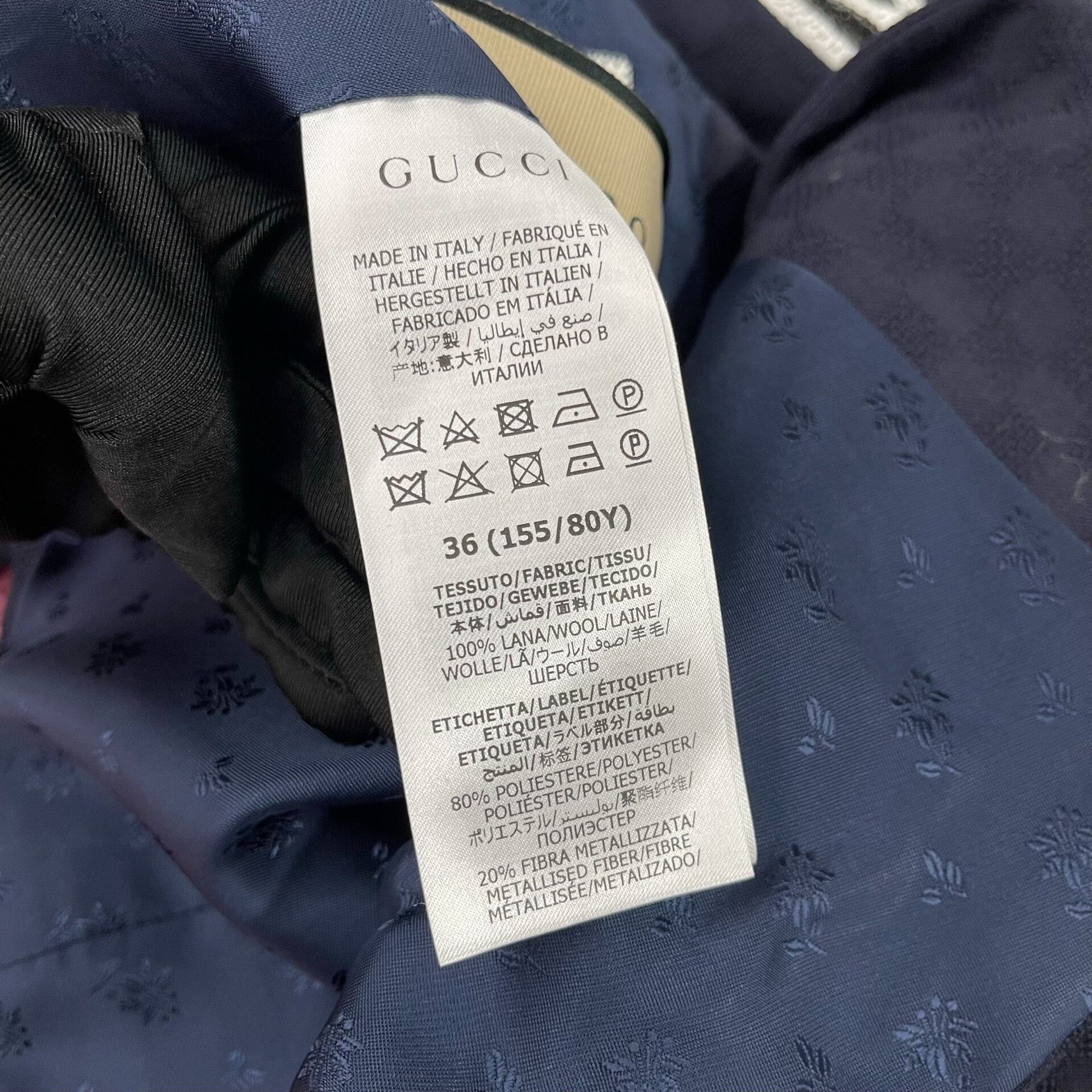 Gucci Gucci Women's Dark Blue Patterned Blazer 36 Size XS / US 0-2 / IT 36-38 - 5 Thumbnail