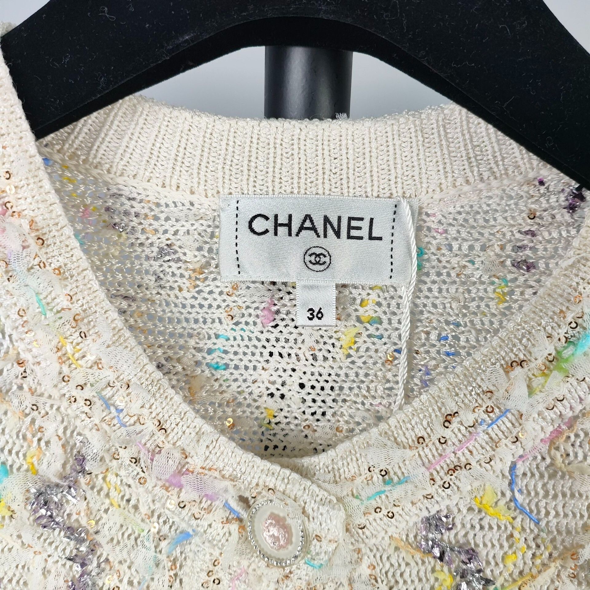 Chanel Chanel 22P Cream Sequin Tassel Cardigan Size XS / US 0-2 / IT 36-38 - 3 Thumbnail