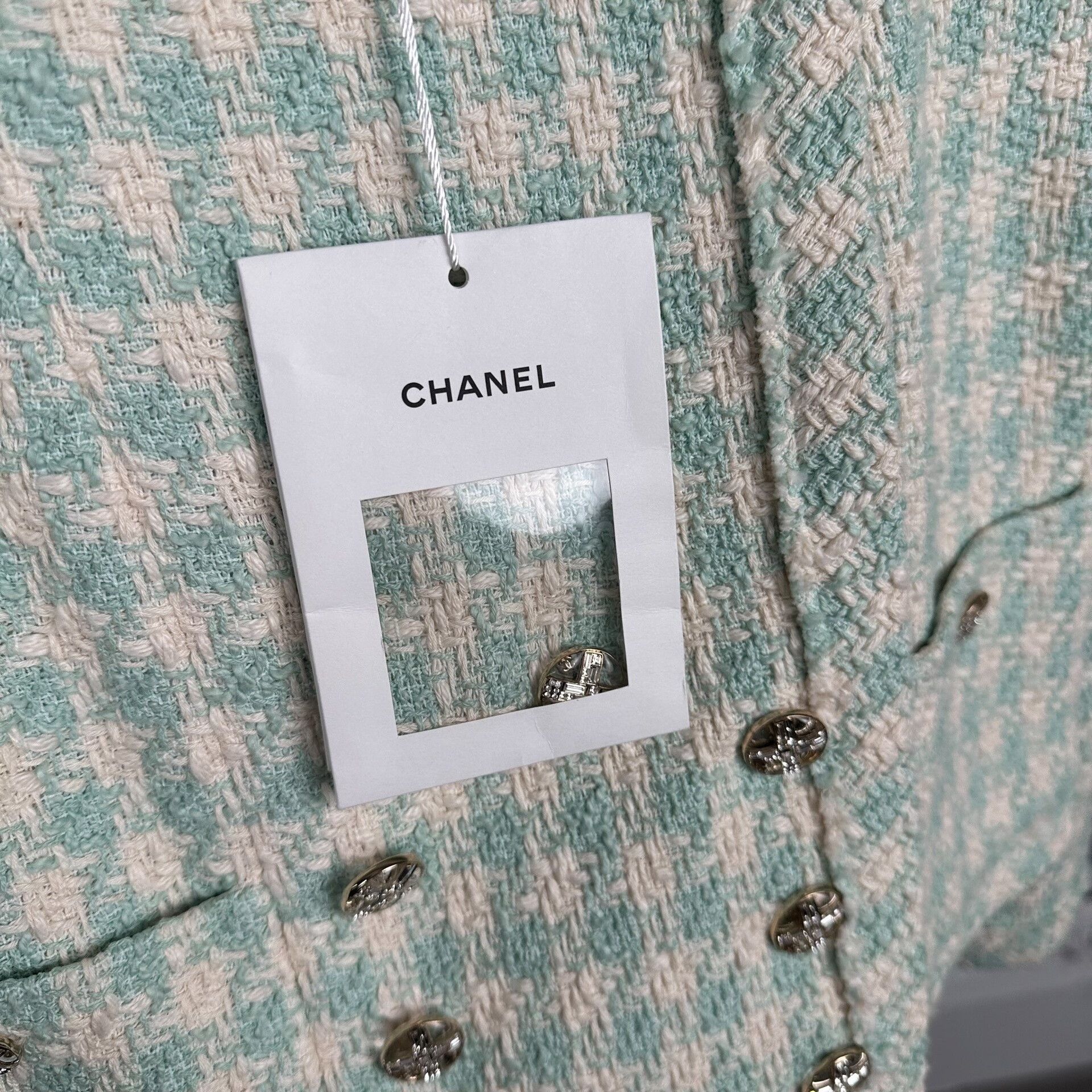 Chanel Chanel 23S Mint Green Tweed Short Coat Size S / US 4 / IT 40 - 3 Thumbnail