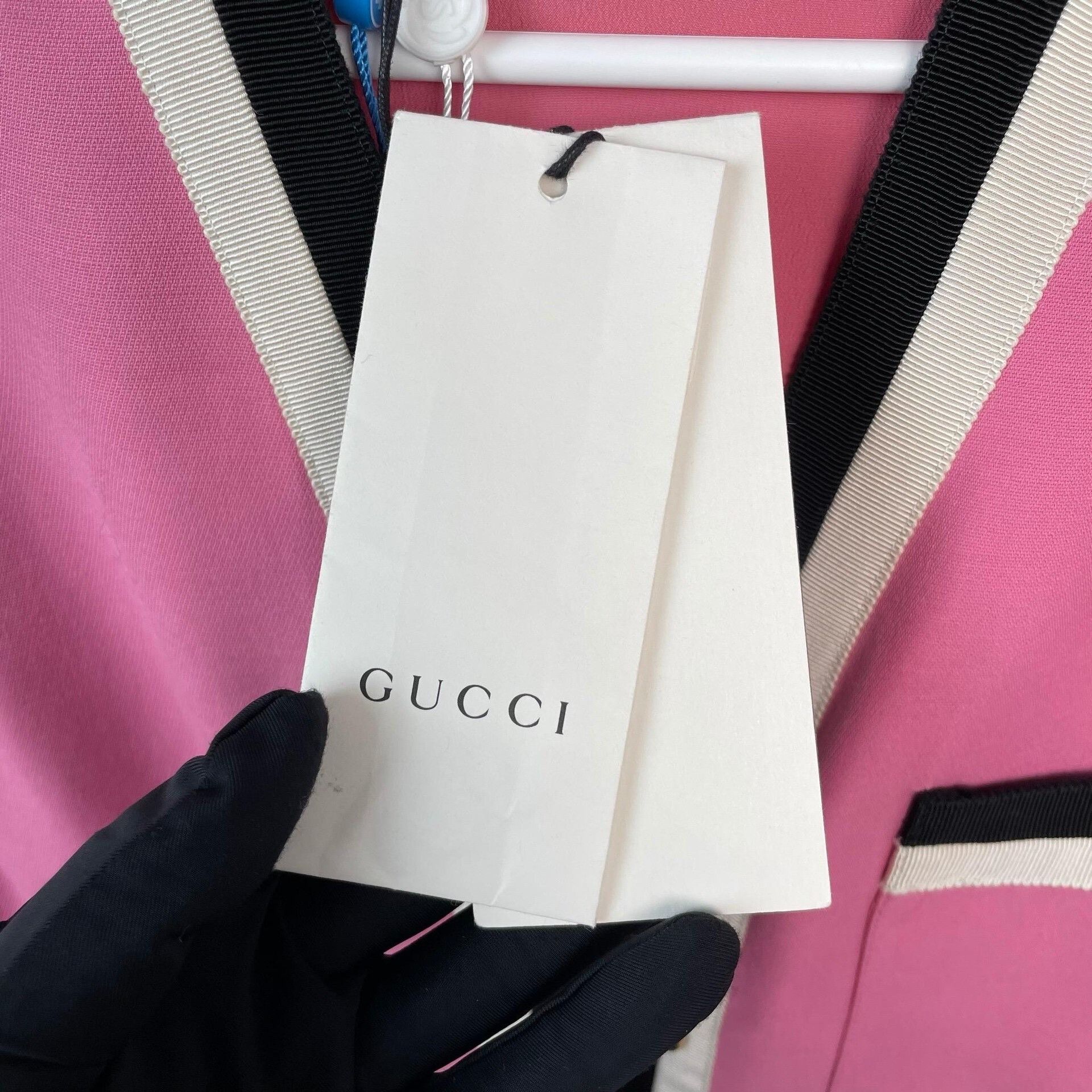 Gucci Gucci Pink V-Neck Colorblock Ribbed Trim Dress Size M / US 6-8 / IT 42-44 - 4 Thumbnail