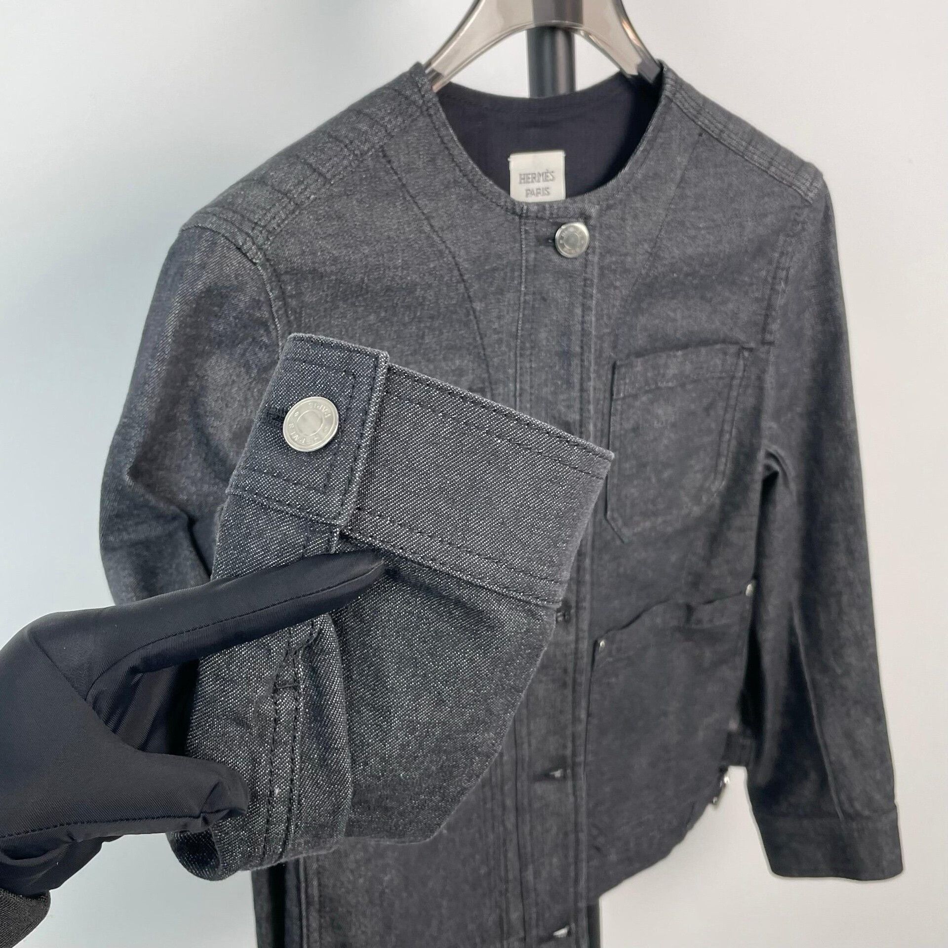 Hermes Hermes Black Gray Denim Jacket Size 34 Size XXS / US 00 / IT 34 - 3 Thumbnail