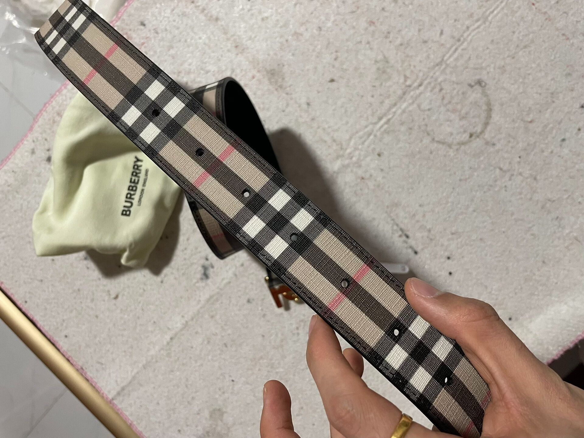 Burberry Burberry Classic Check Leather Belt Size ONE SIZE - 5 Thumbnail
