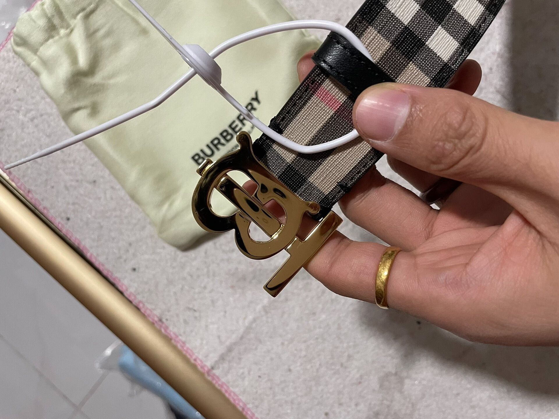 Burberry Burberry Classic Check Leather Belt Size ONE SIZE - 2 Thumbnail