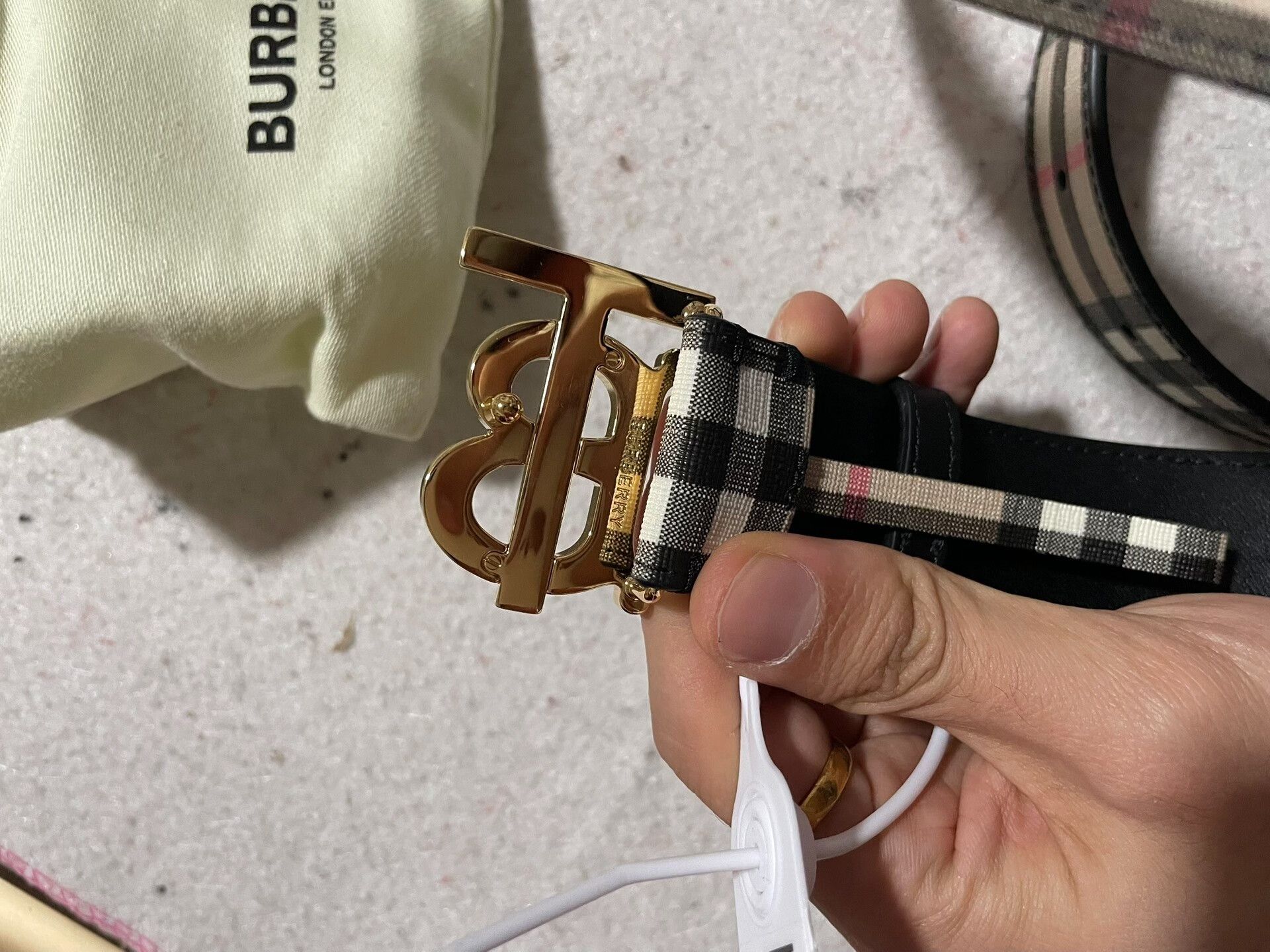 Burberry Burberry Classic Check Leather Belt Size ONE SIZE - 4 Thumbnail