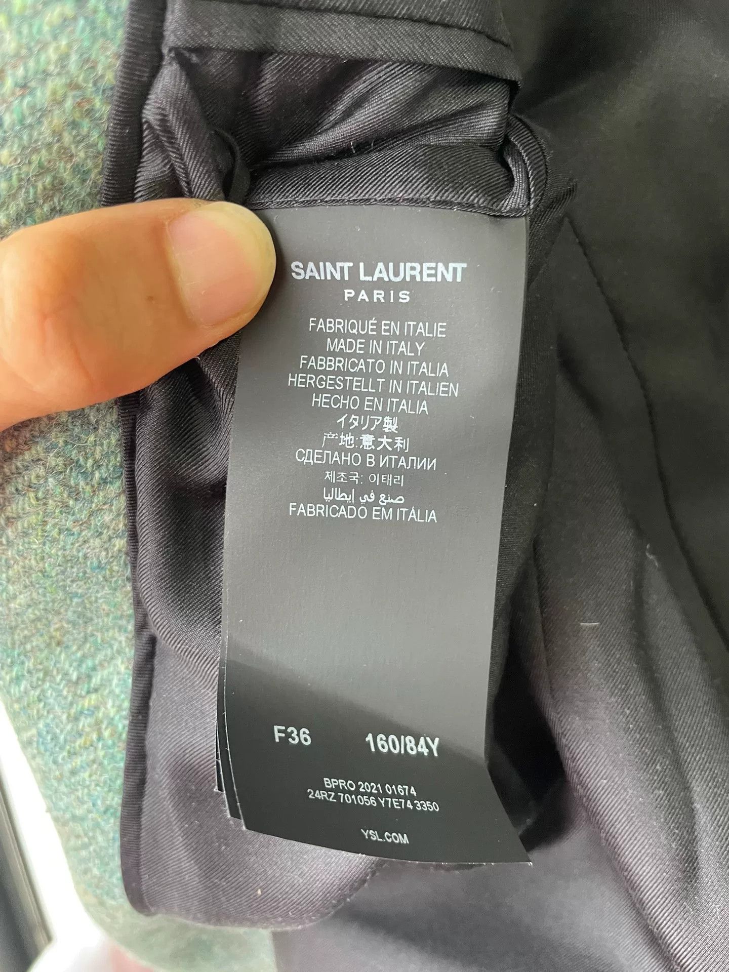 Saint Laurent Paris Saint Laurent Light Green Herringbone Blazer Size XS / US 0-2 / IT 36-38 - 4 Thumbnail