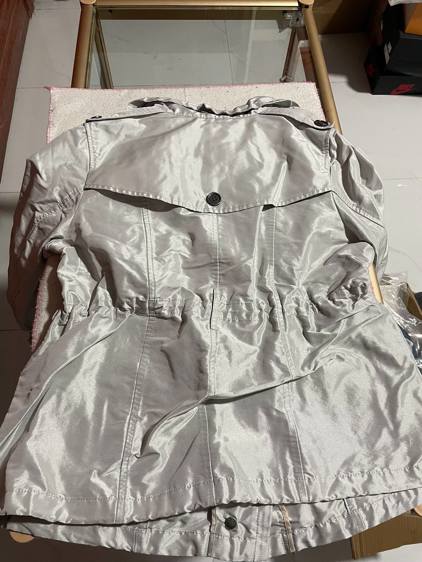 Burberry Burberry Silver Nylon Trench Coat Size L / US 10 / IT 46 - 4 Thumbnail
