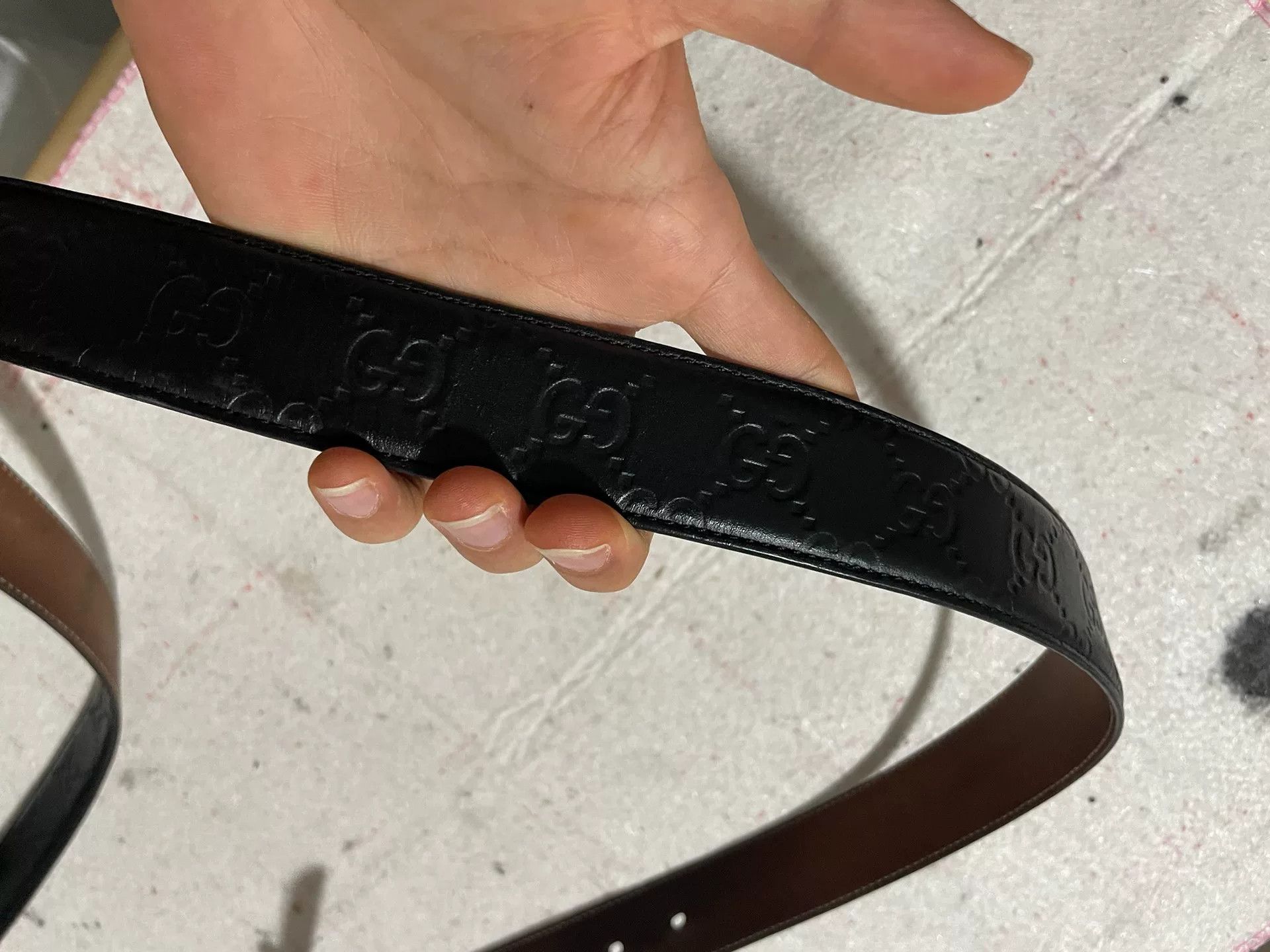 Gucci Gucci Double G Embossed Black Belt Size ONE SIZE - 2 Thumbnail
