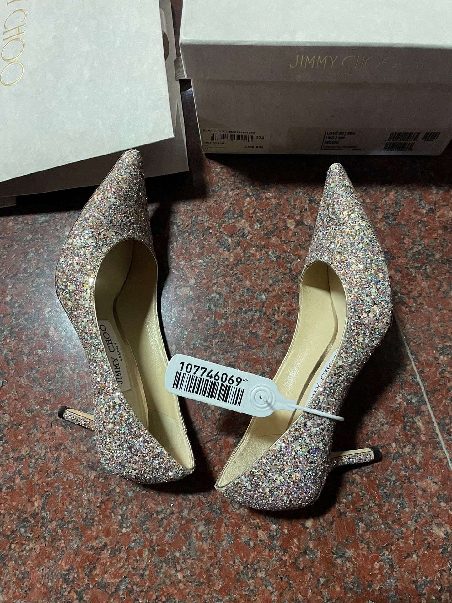 Jimmy Choo Jimmy Choo LOVE 85 Sequin Heels Size US 4.5 / IT 34.5 - 4 Thumbnail