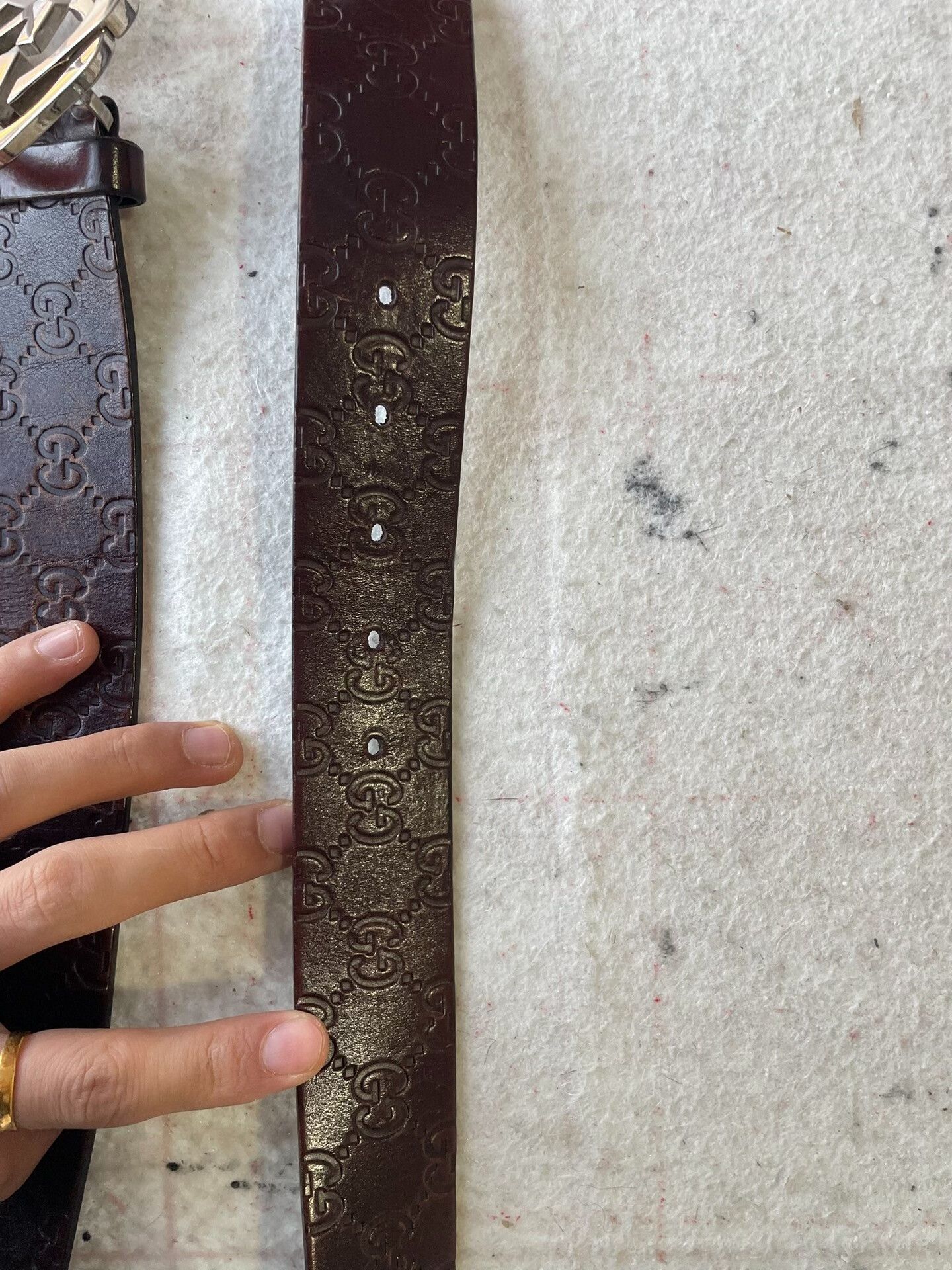 Gucci Gucci Double G Embossed Leather Belt Size ONE SIZE - 2 Thumbnail