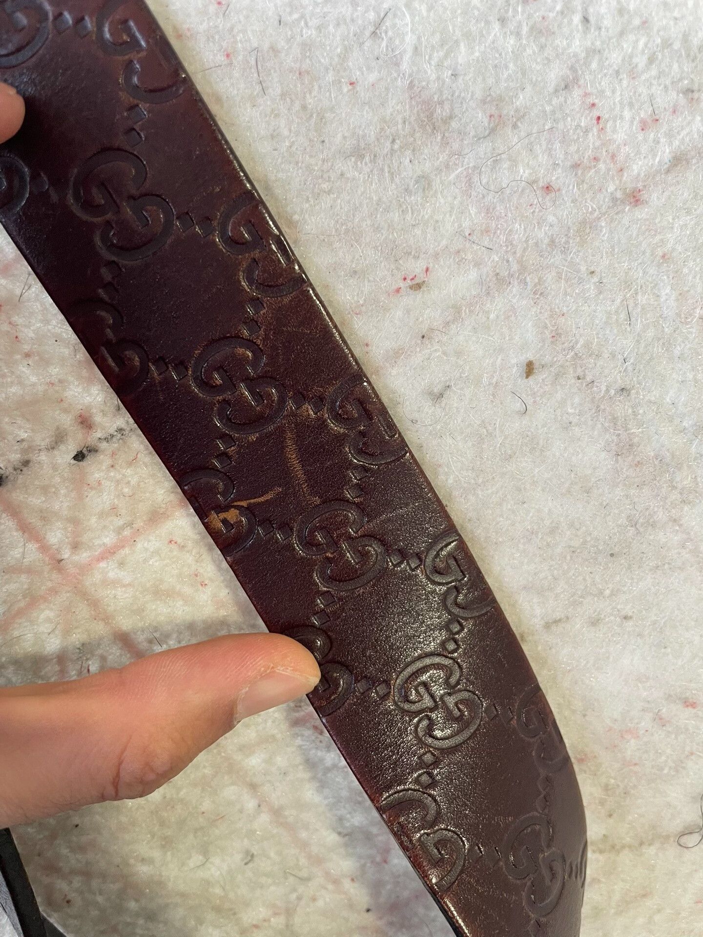 Gucci Gucci Double G Embossed Leather Belt Size ONE SIZE - 3 Thumbnail