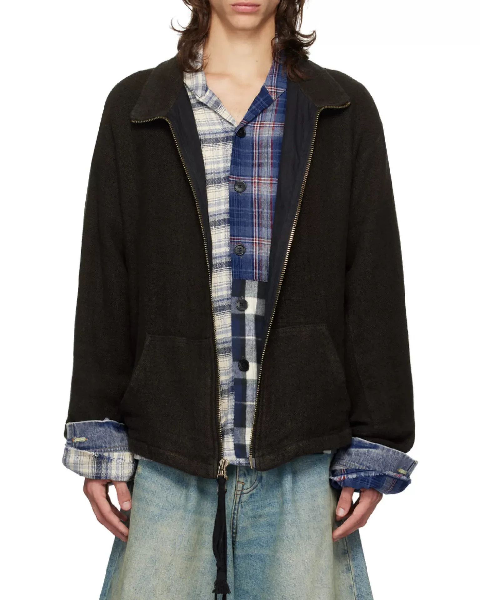 Greg Lauren Greg Lauren Men's Linen Zip Jacket Size US M / EU 48-50 / 2 - 6 Thumbnail
