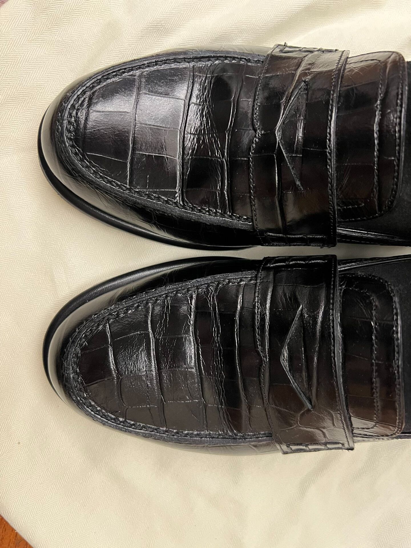 Loewe Loewe Men's Croc-Embossed Sock Loafers Size US 8 / EU 41 - 6 Thumbnail