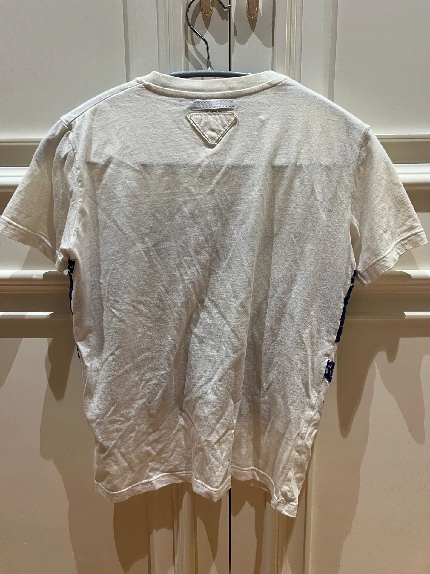 Prada Prada Women's White Embroidered T-Shirt Size S / US 4 / IT 40 - 2 Thumbnail